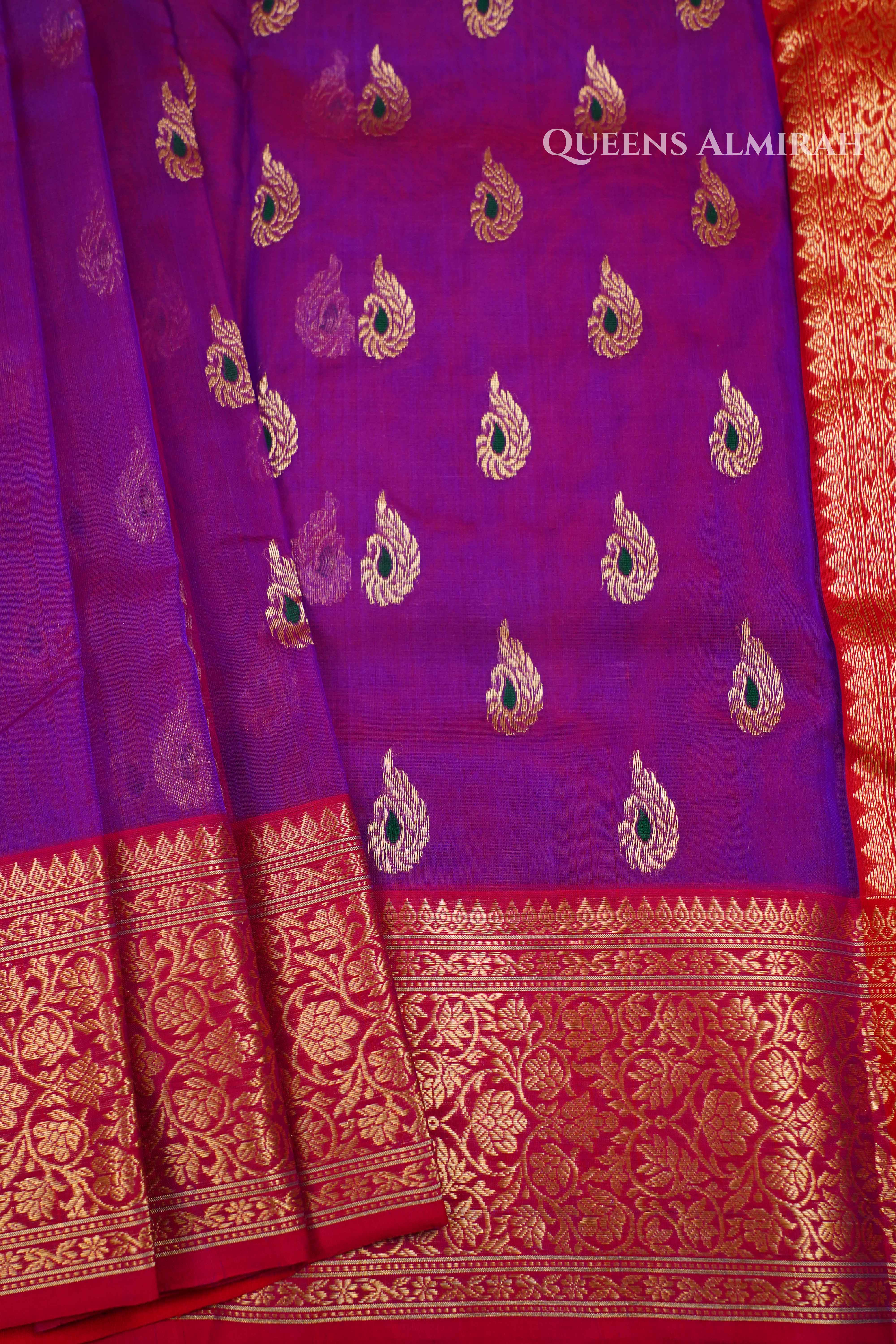 Purple Chanderi Katan Silk Handloom Saree 2 QUEENS ALMIRAH