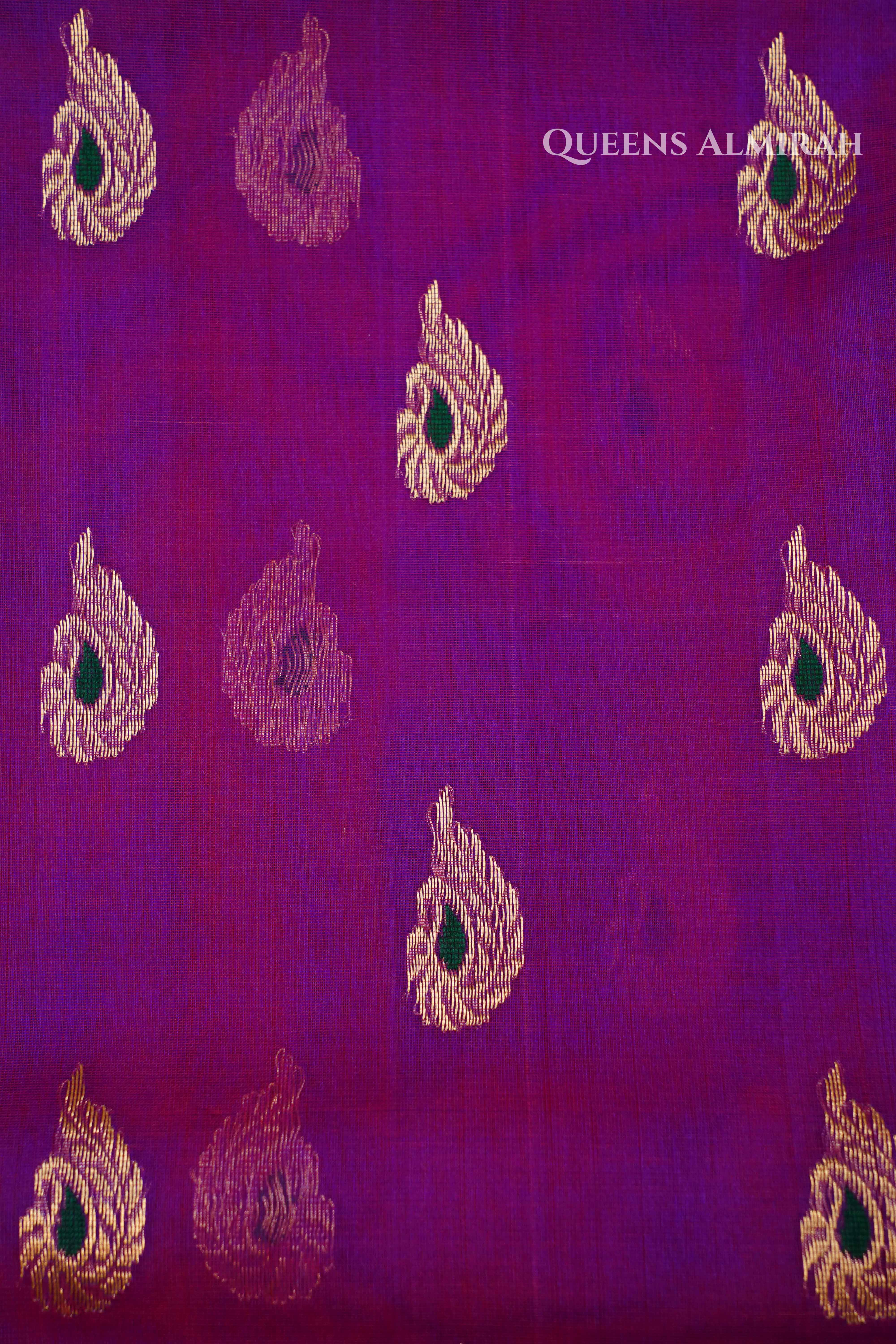 Purple Chanderi Katan Silk Handloom Saree 2 QUEENS ALMIRAH