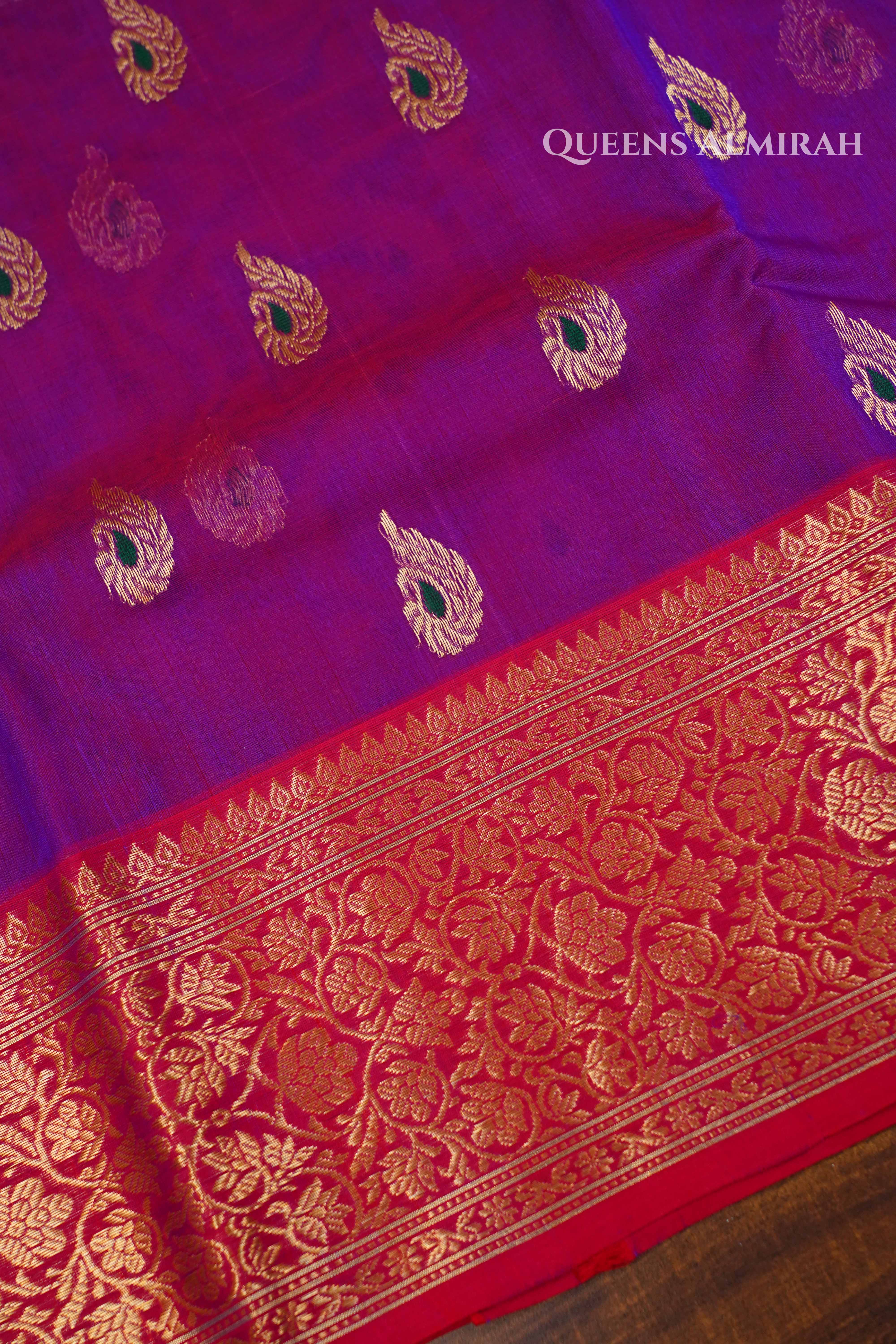 Purple Chanderi Katan Silk Handloom Saree 2 QUEENS ALMIRAH