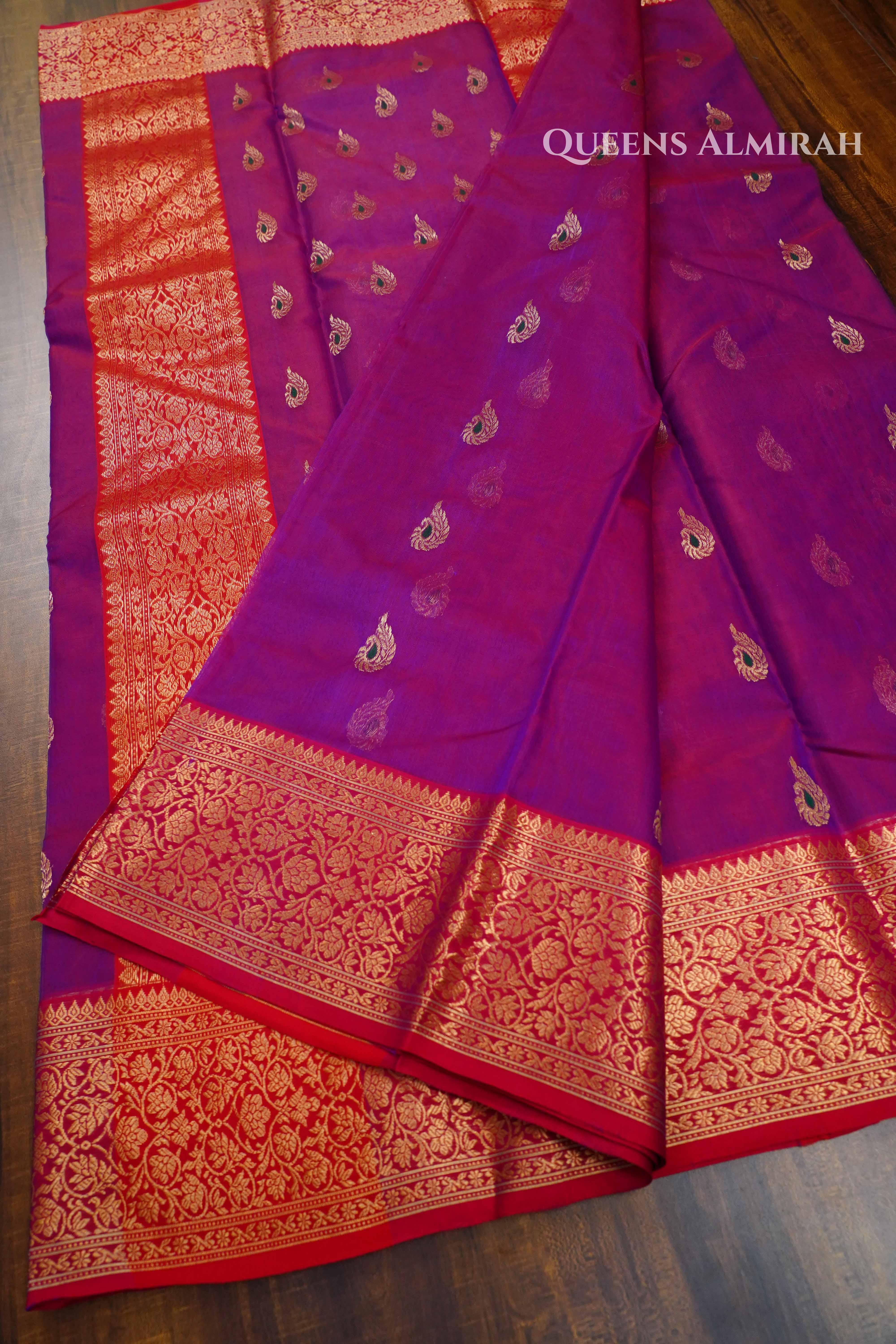 Purple Chanderi Katan Silk Handloom Saree 2 QUEENS ALMIRAH