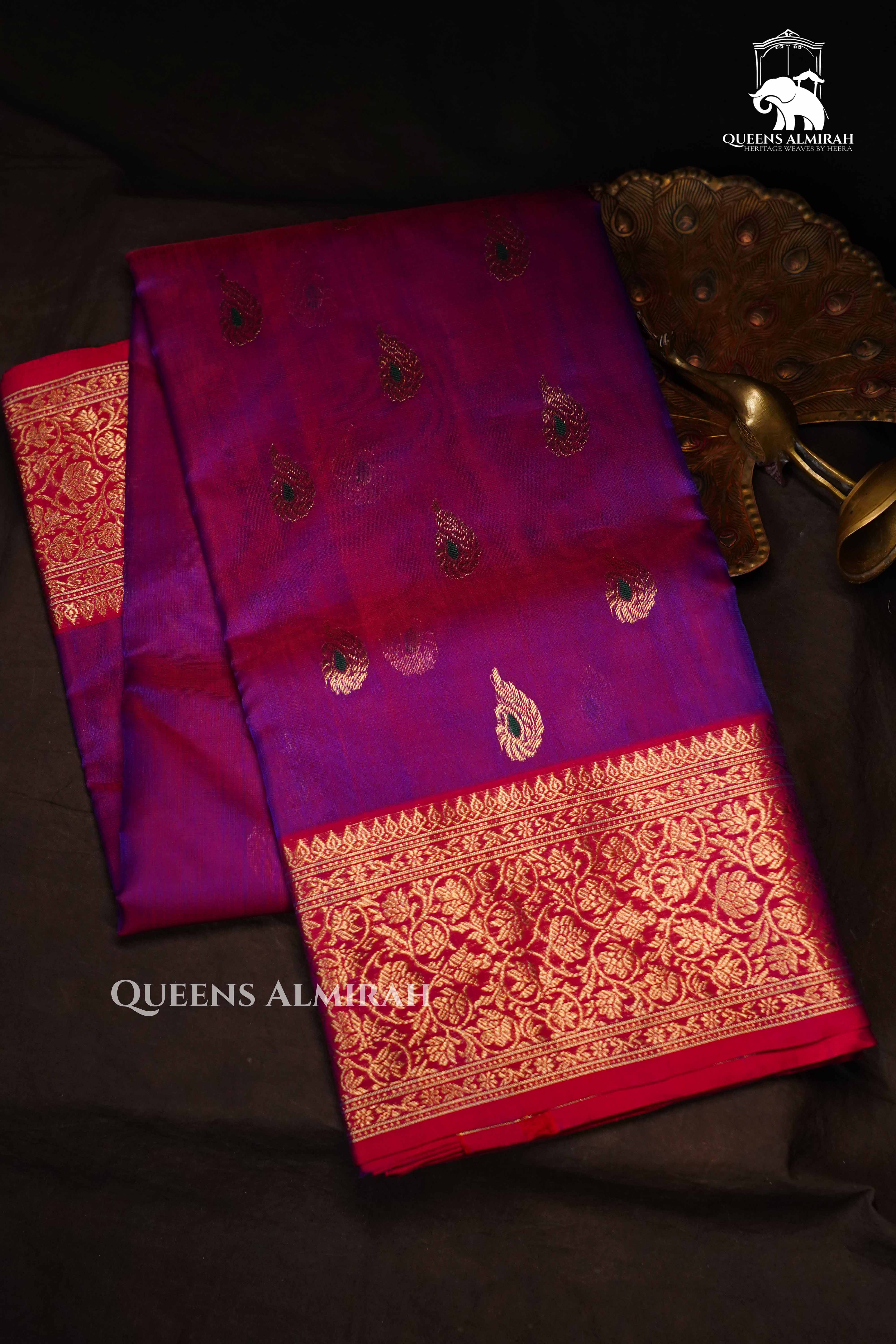 Purple Chanderi Katan Silk Handloom Saree 2 QUEENS ALMIRAH