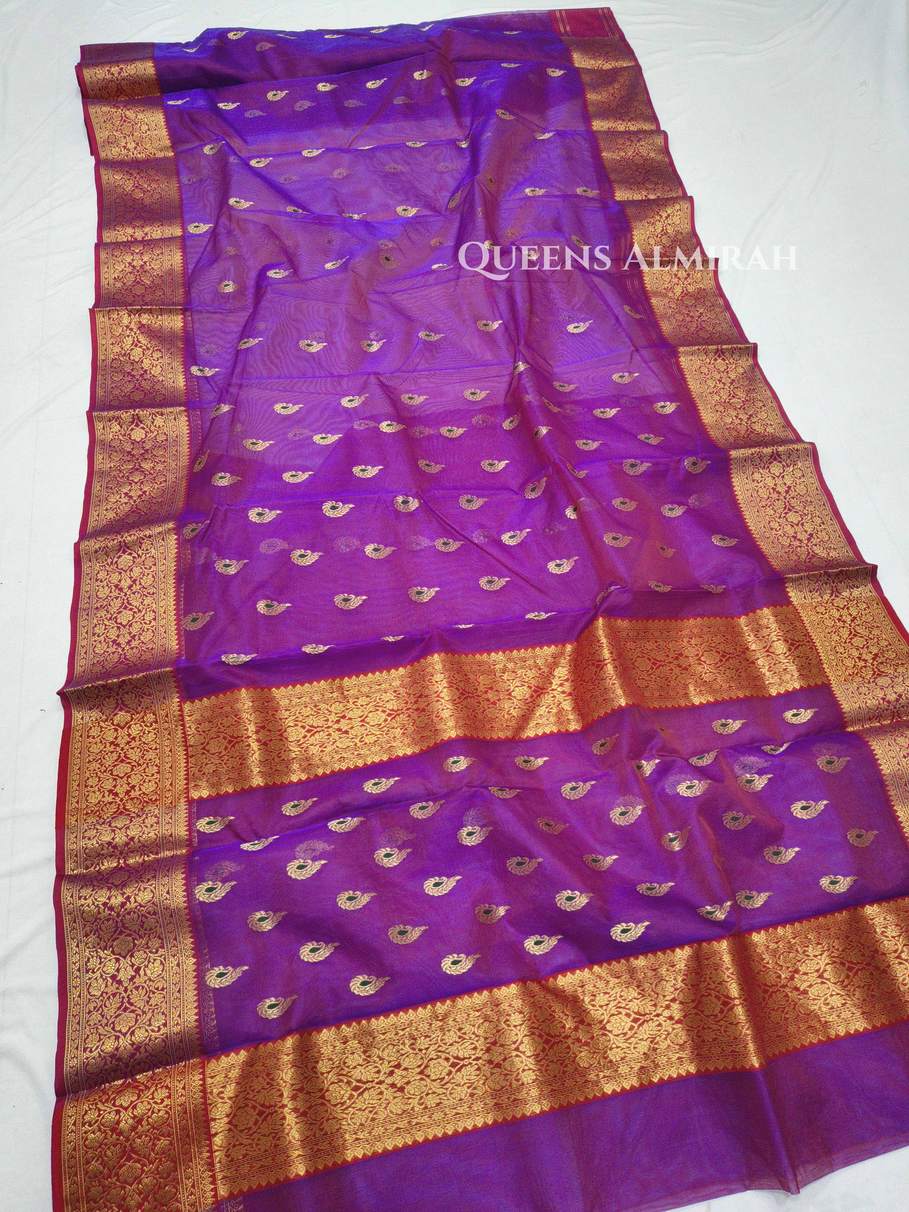 Purple Chanderi Katan Silk Handloom Saree 2 QUEENS ALMIRAH
