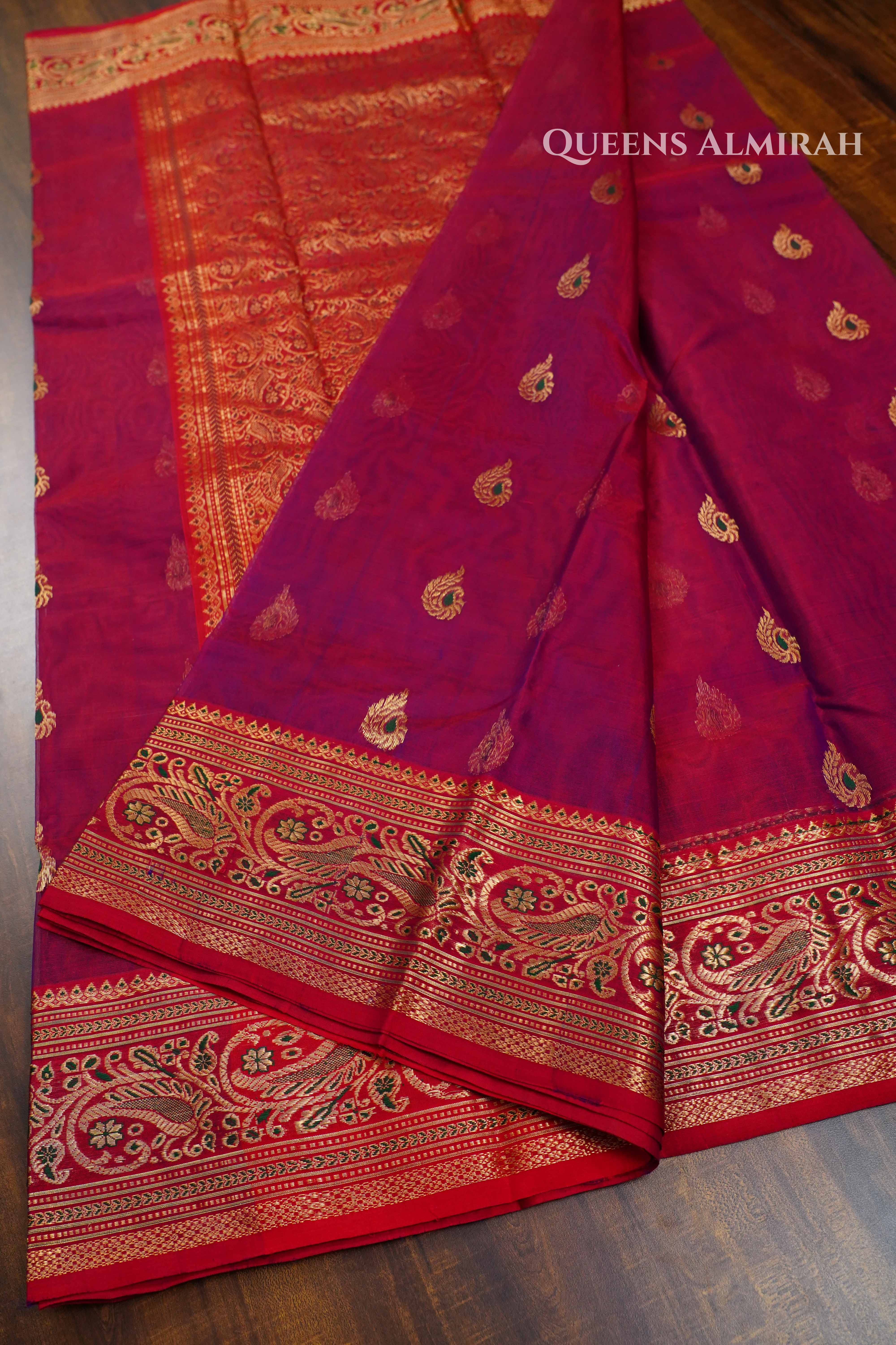 Purple Chanderi Katan Silk Handloom Saree QUEENS ALMIRAH
