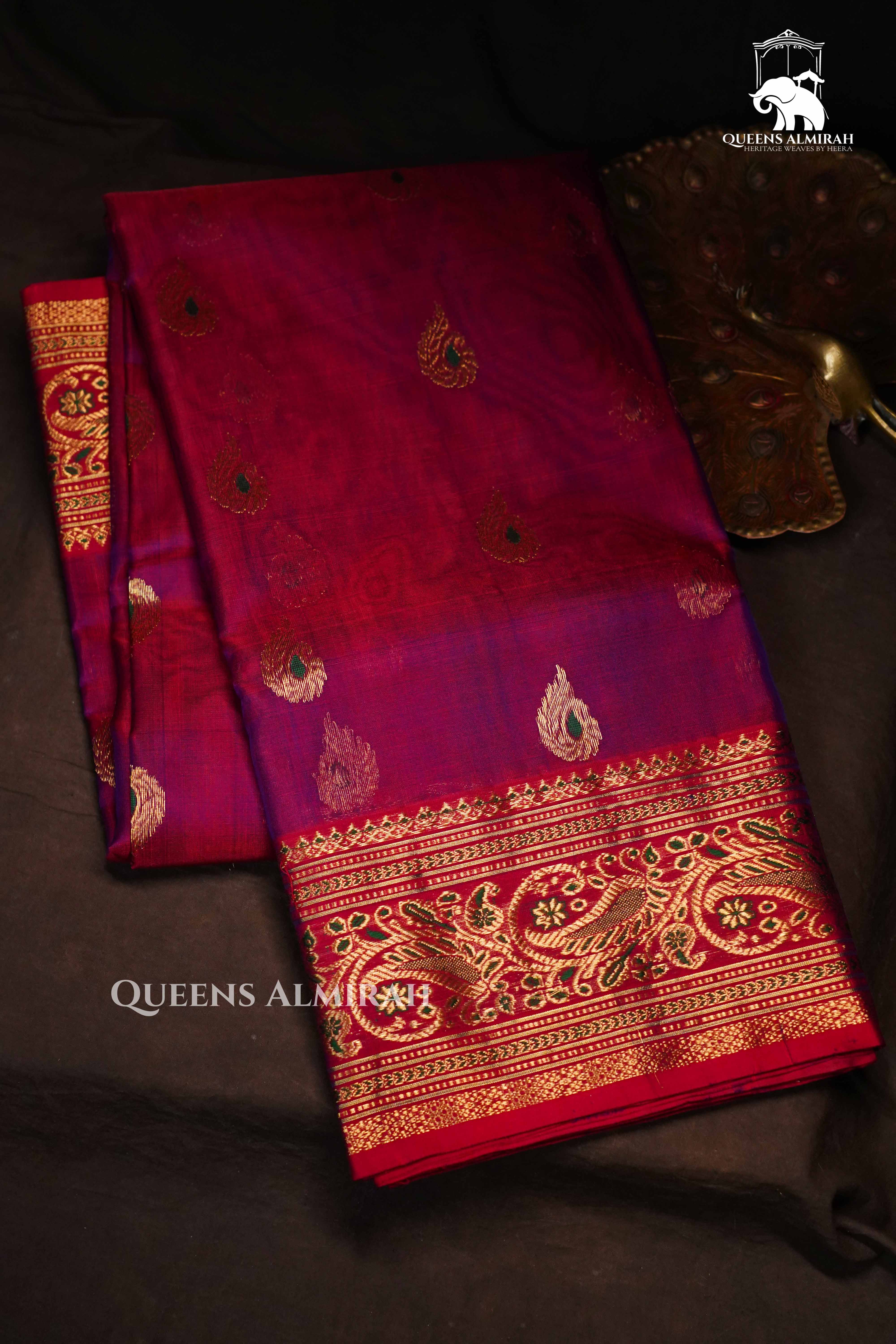 Purple Chanderi Katan Silk Handloom Saree QUEENS ALMIRAH