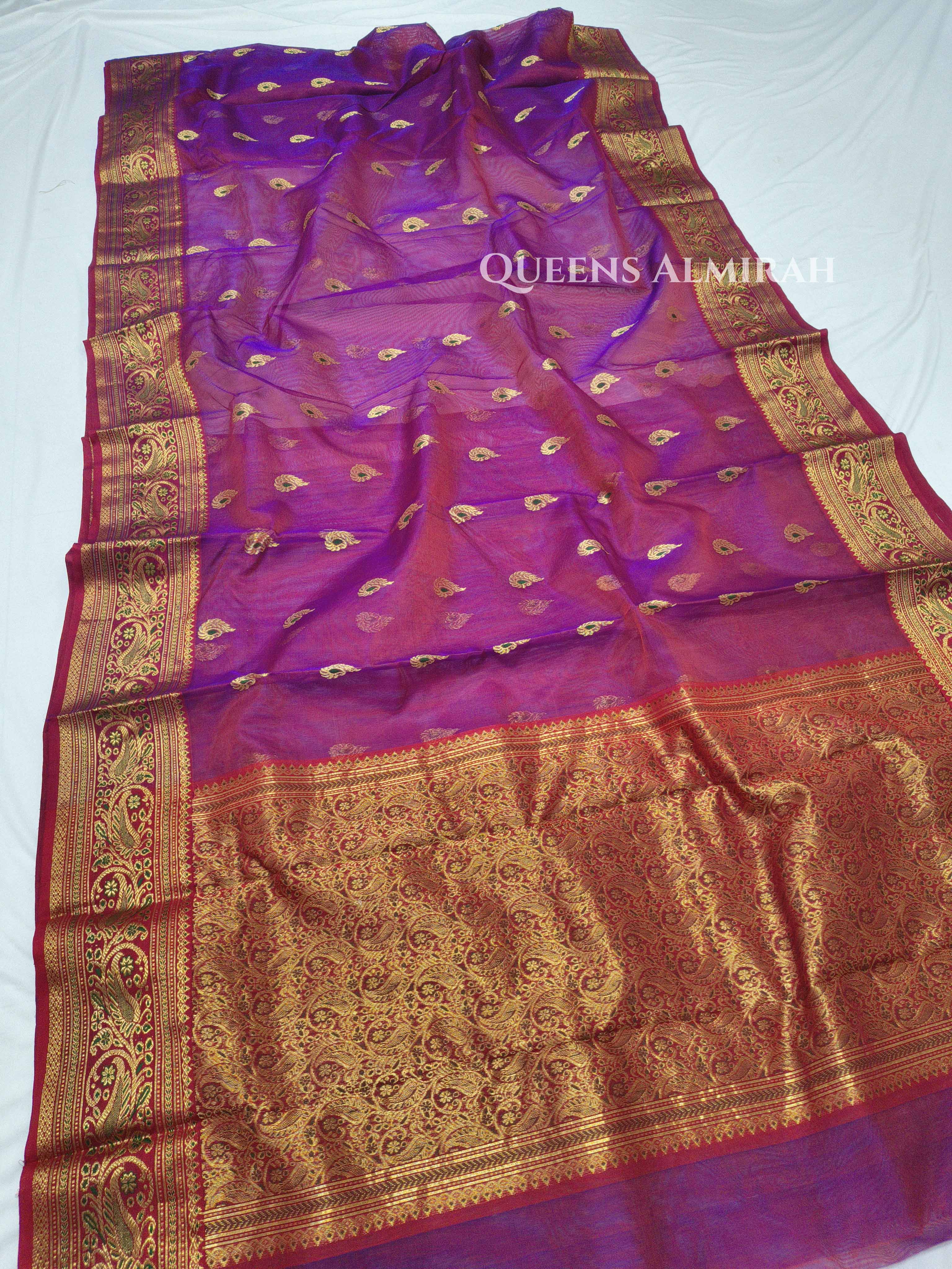 Purple Chanderi Katan Silk Handloom Saree QUEENS ALMIRAH