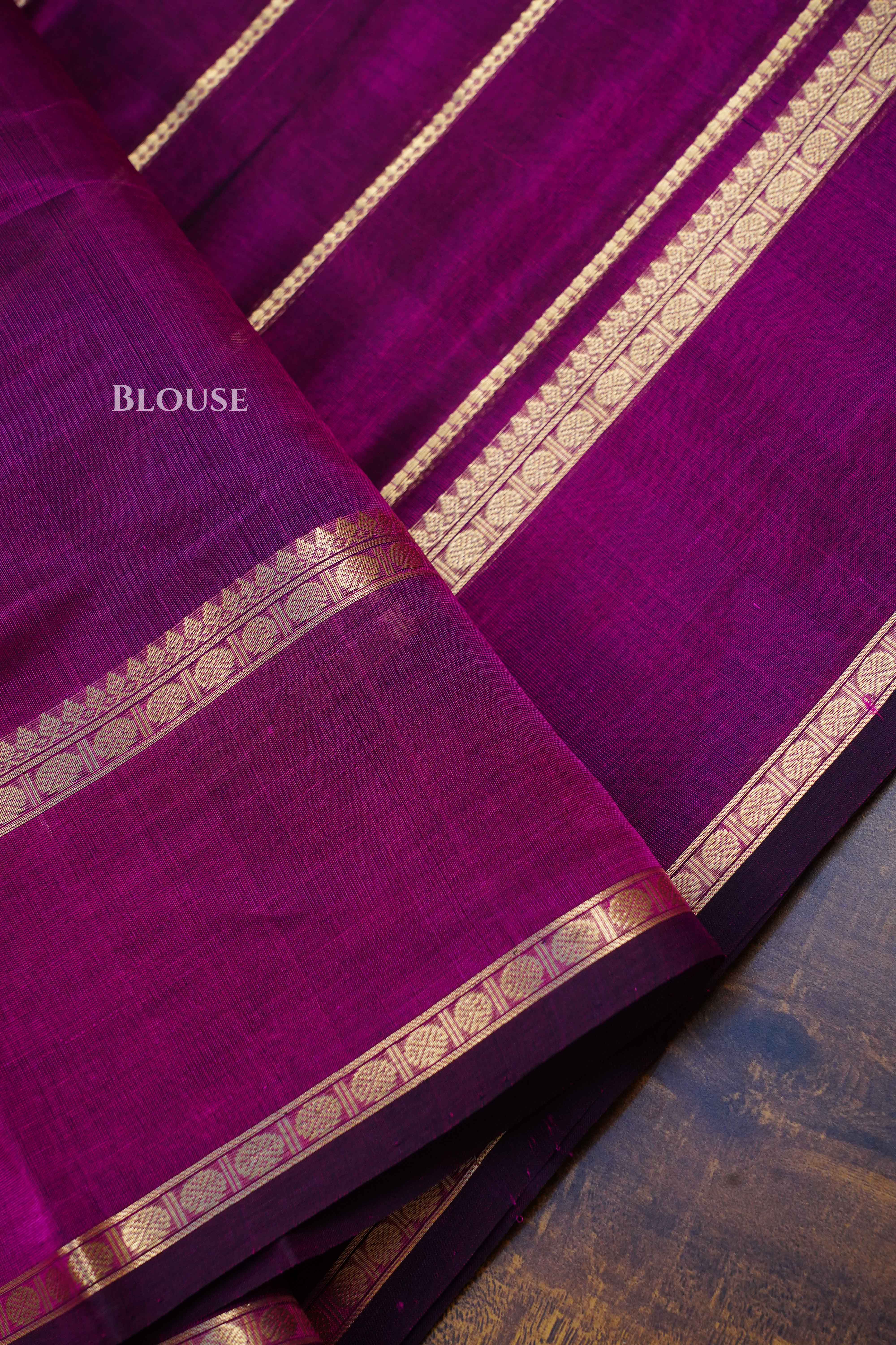 Purple Karaikudi Chettinad Silk Cotton Saree QUEENS ALMIRAH