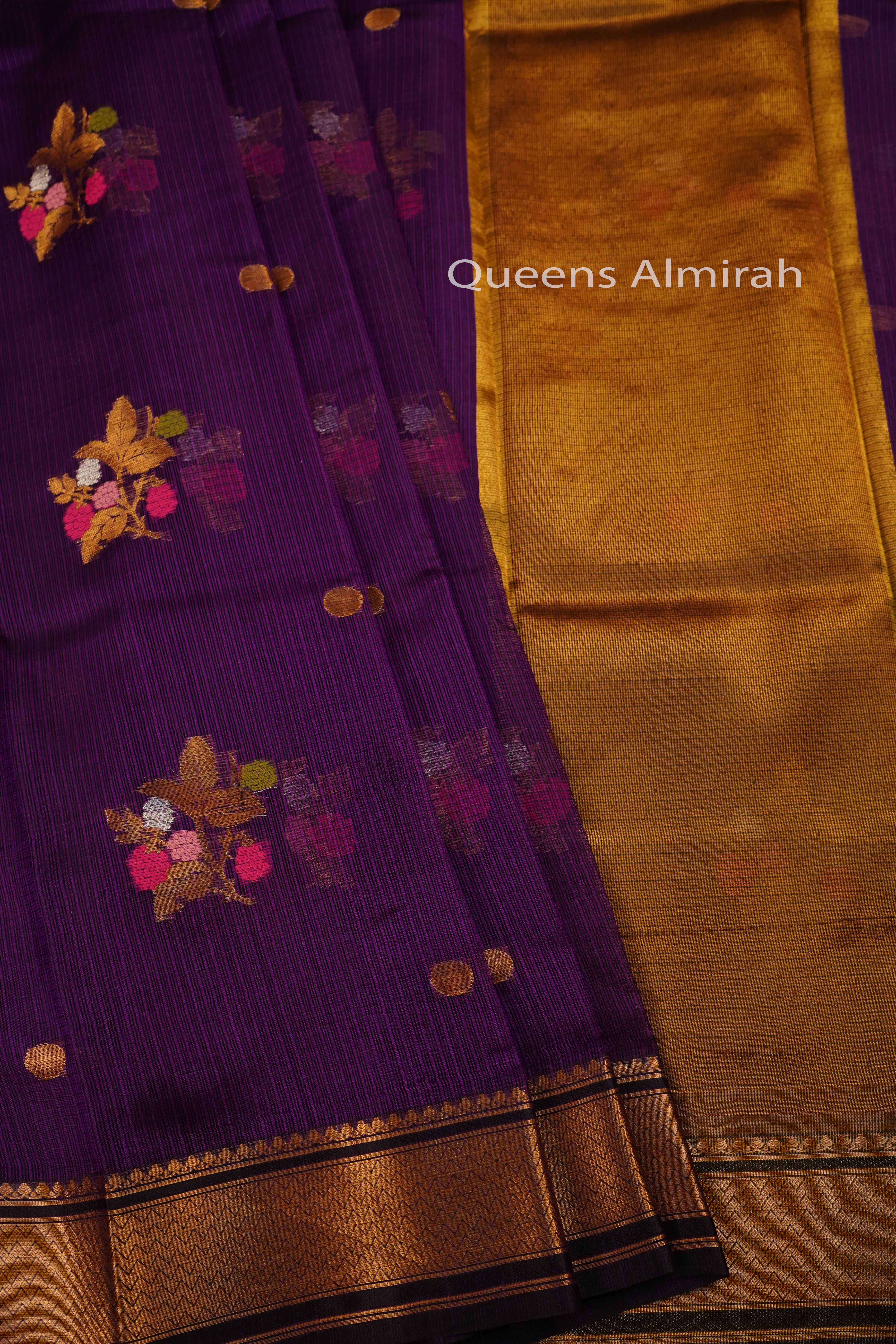 PURPLE PURE KOTA SILK SAREE - Queens Jewel Emporium