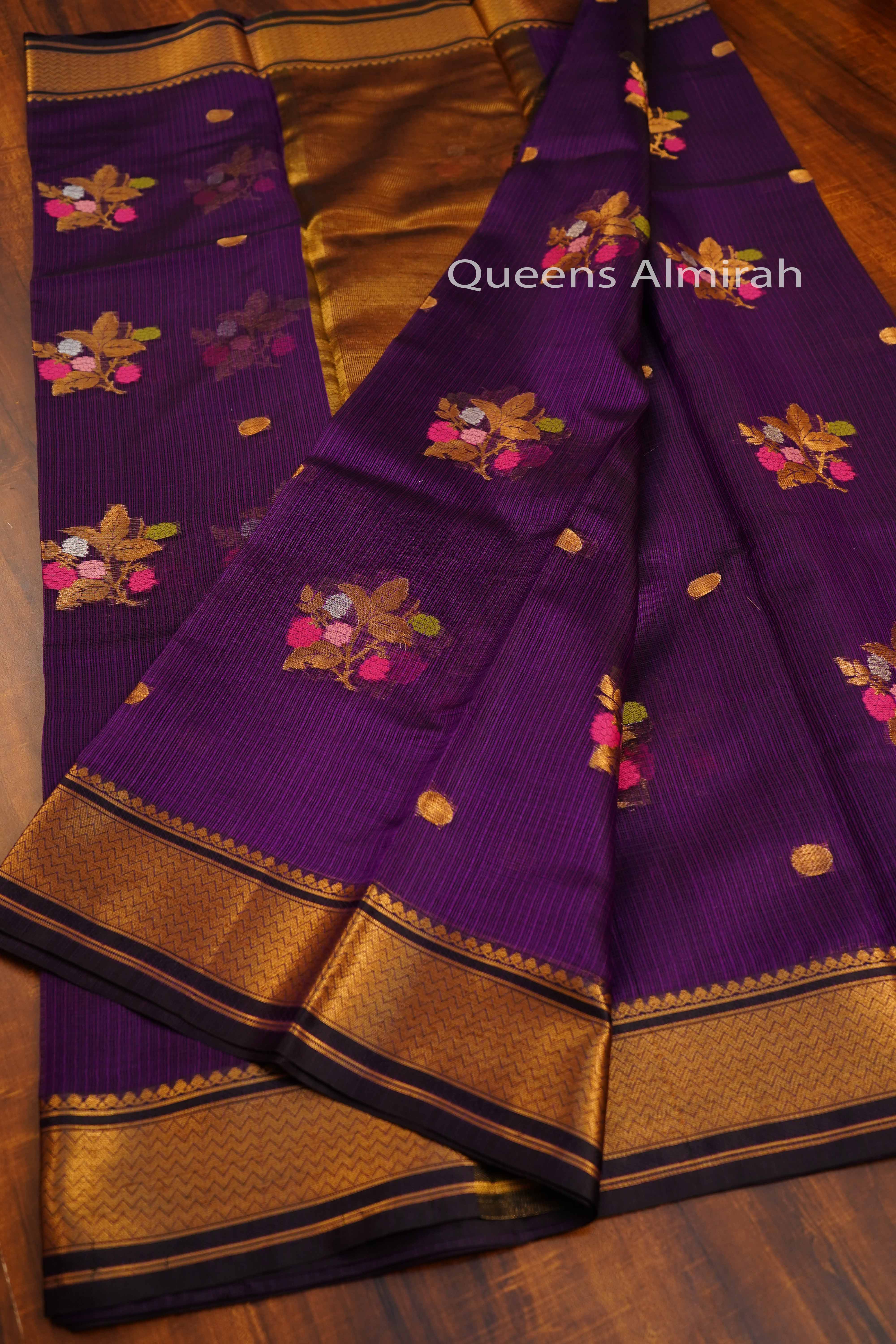 PURPLE PURE KOTA SILK SAREE - Queens Jewel Emporium