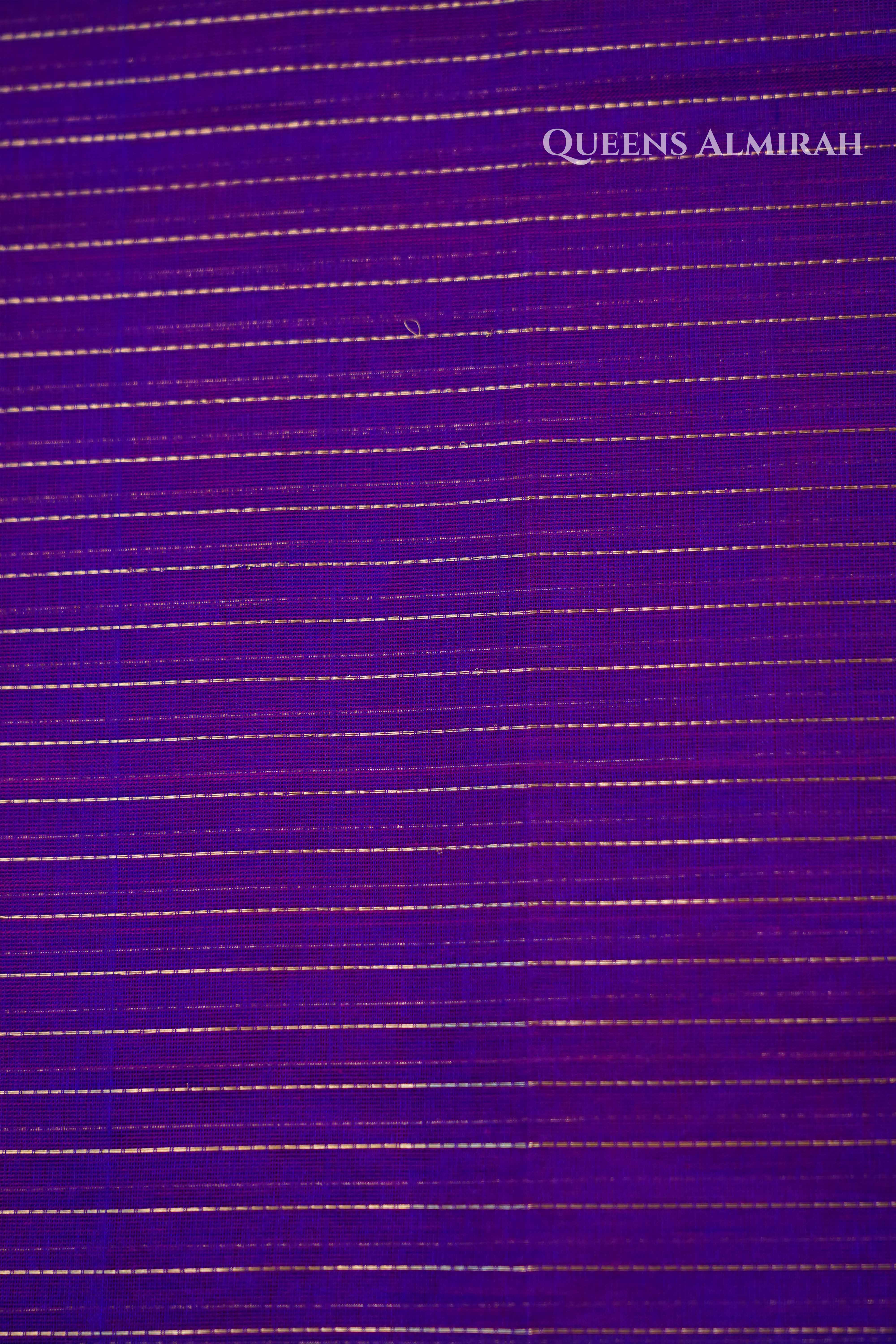 Purple With Blue Pure Kanchi Silk Cotton Saree QUEENS ALMIRAH