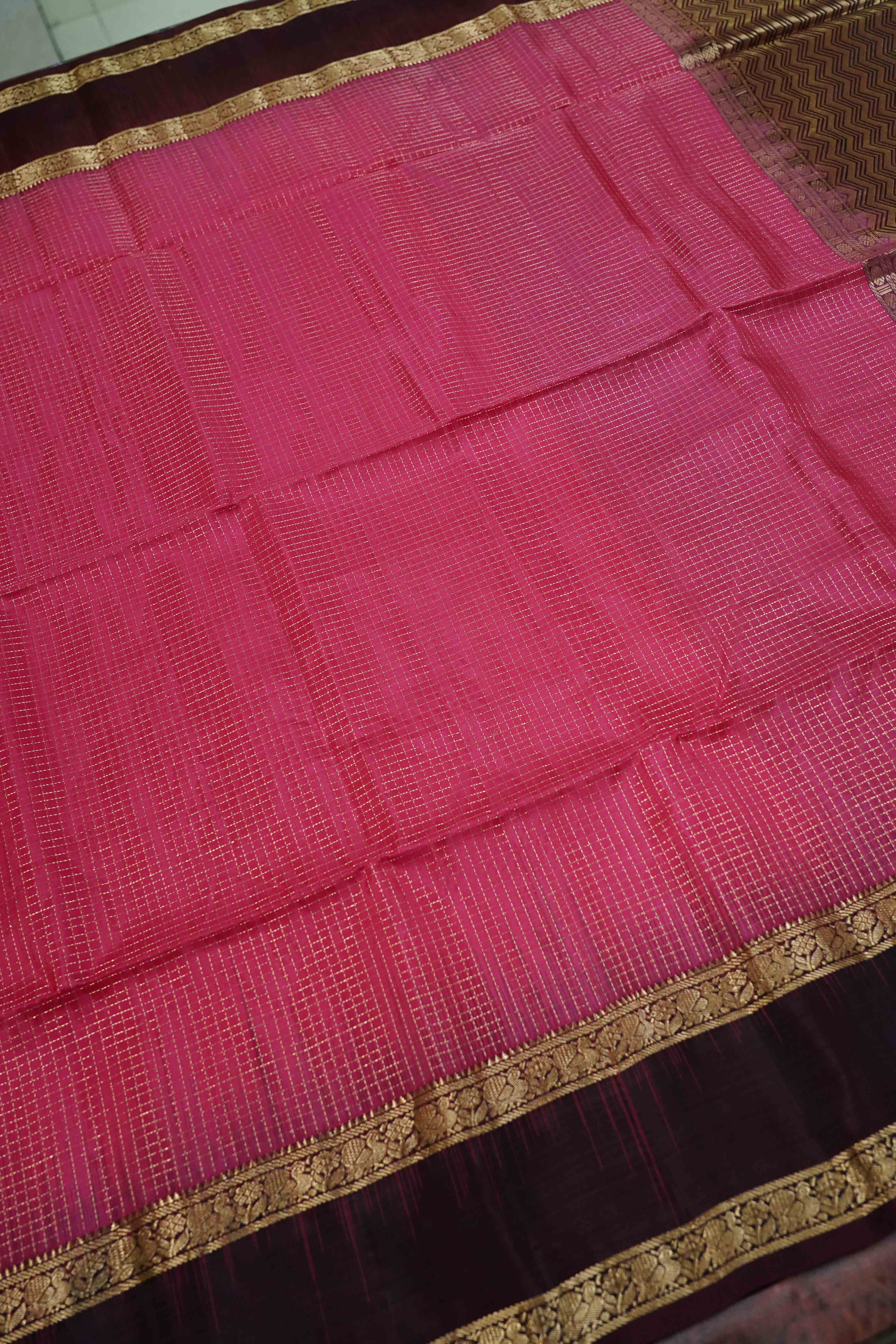 RADDISH RED WITH COCOA BEAN SOFT SILK SAREE - Queens Jewel Emporium