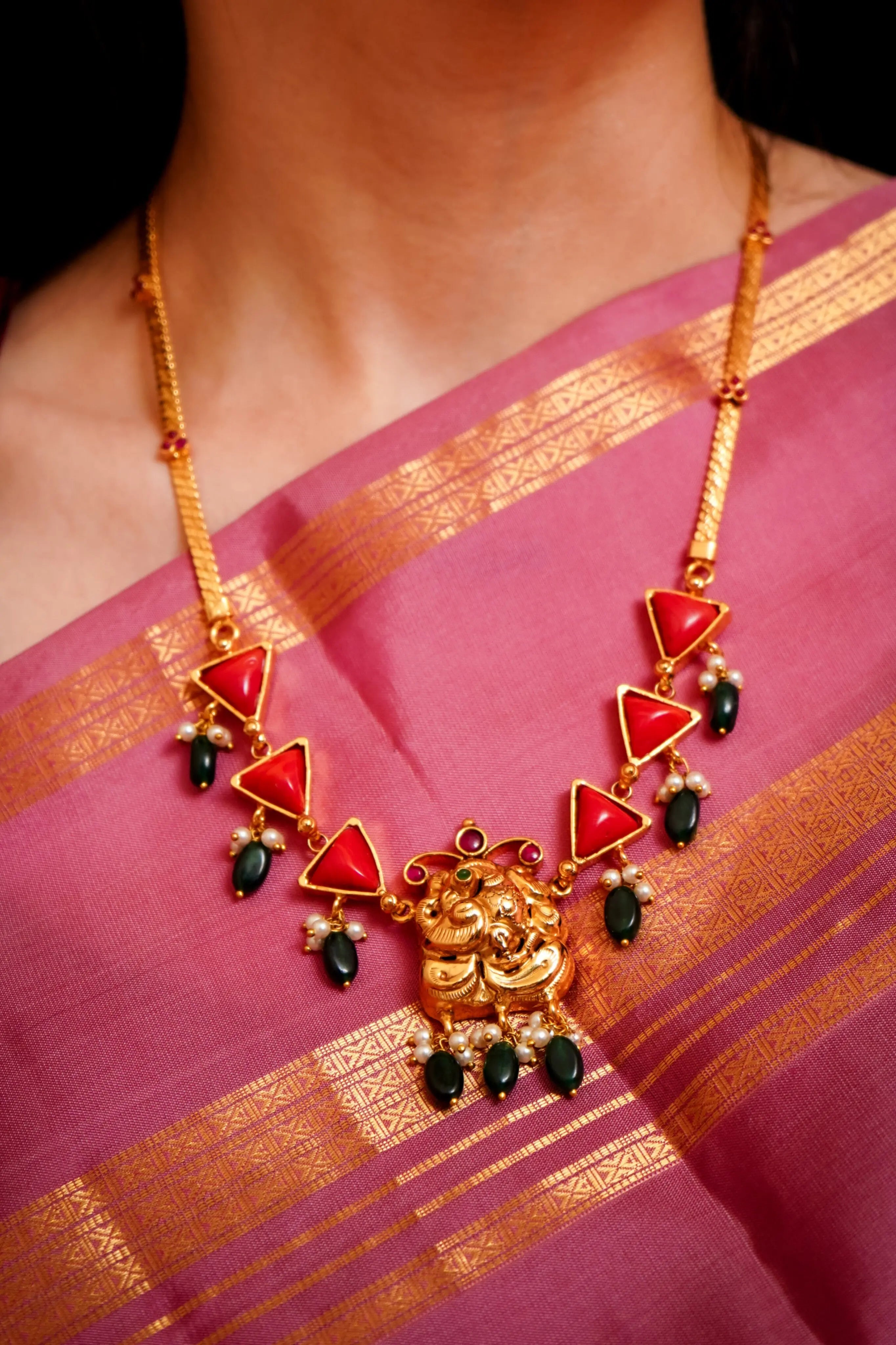 RAJASHREE CORAL NECKLACE - Queens Jewel Emporium