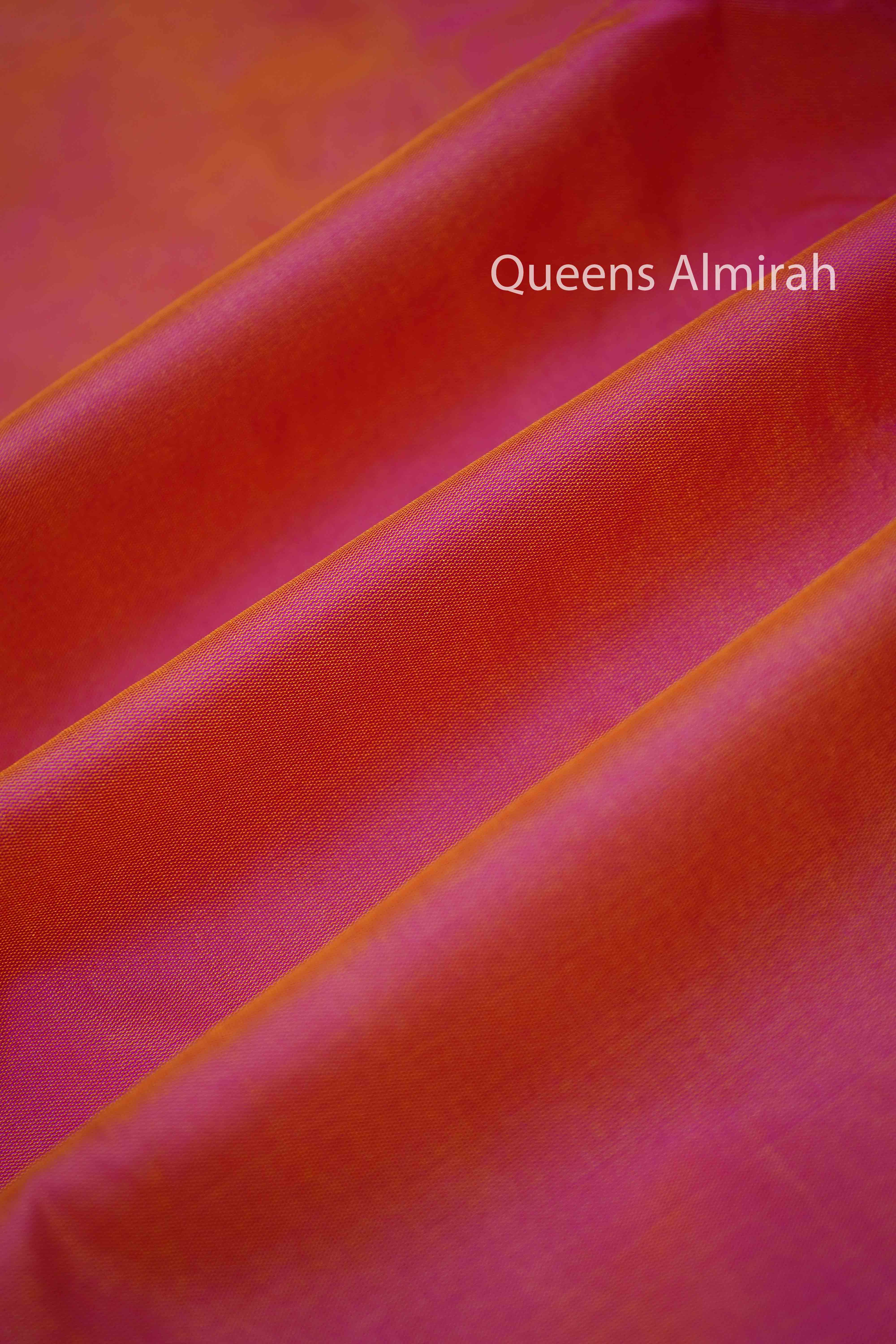 RASPBERRY ROSE WITH PERISAN INDIGO ILKAL SEMI SILK SAREE - Queens Jewel Emporium