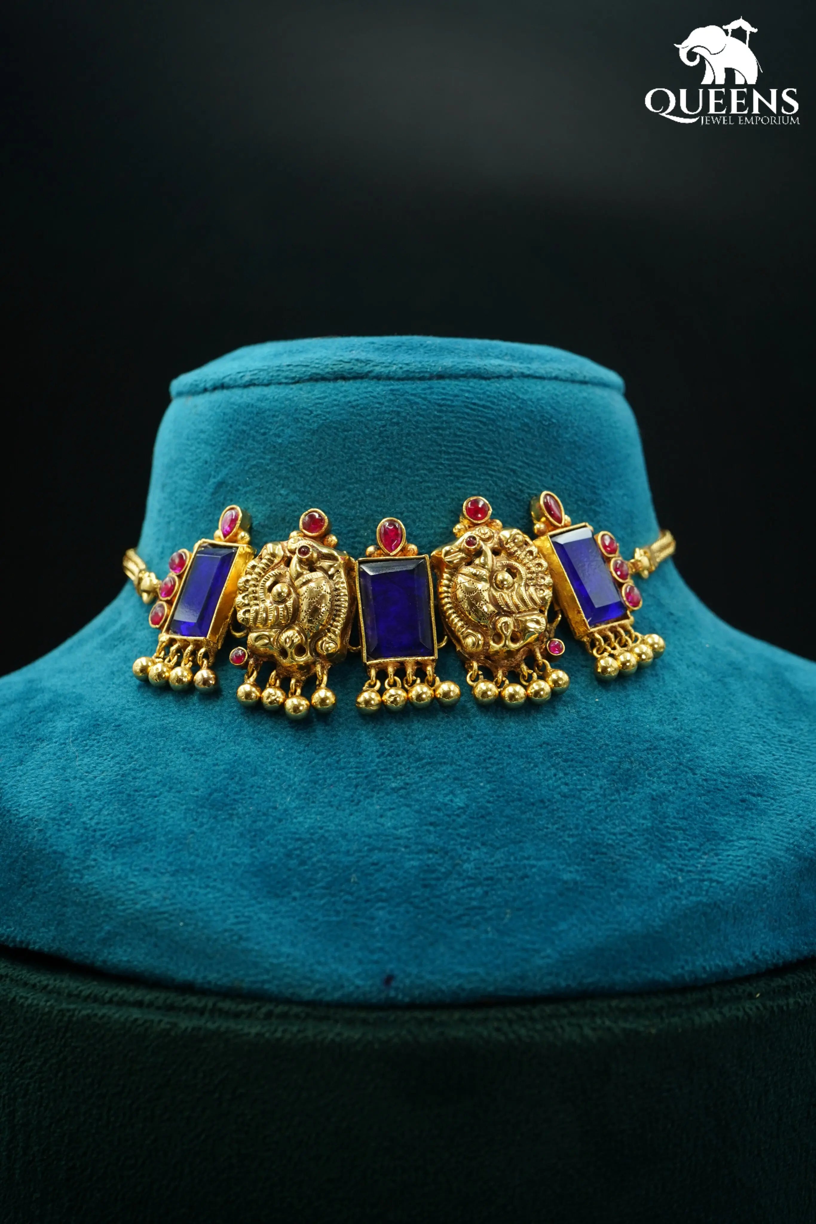 RATHIKA CHOKER - BLUE - Queens Jewel Emporium