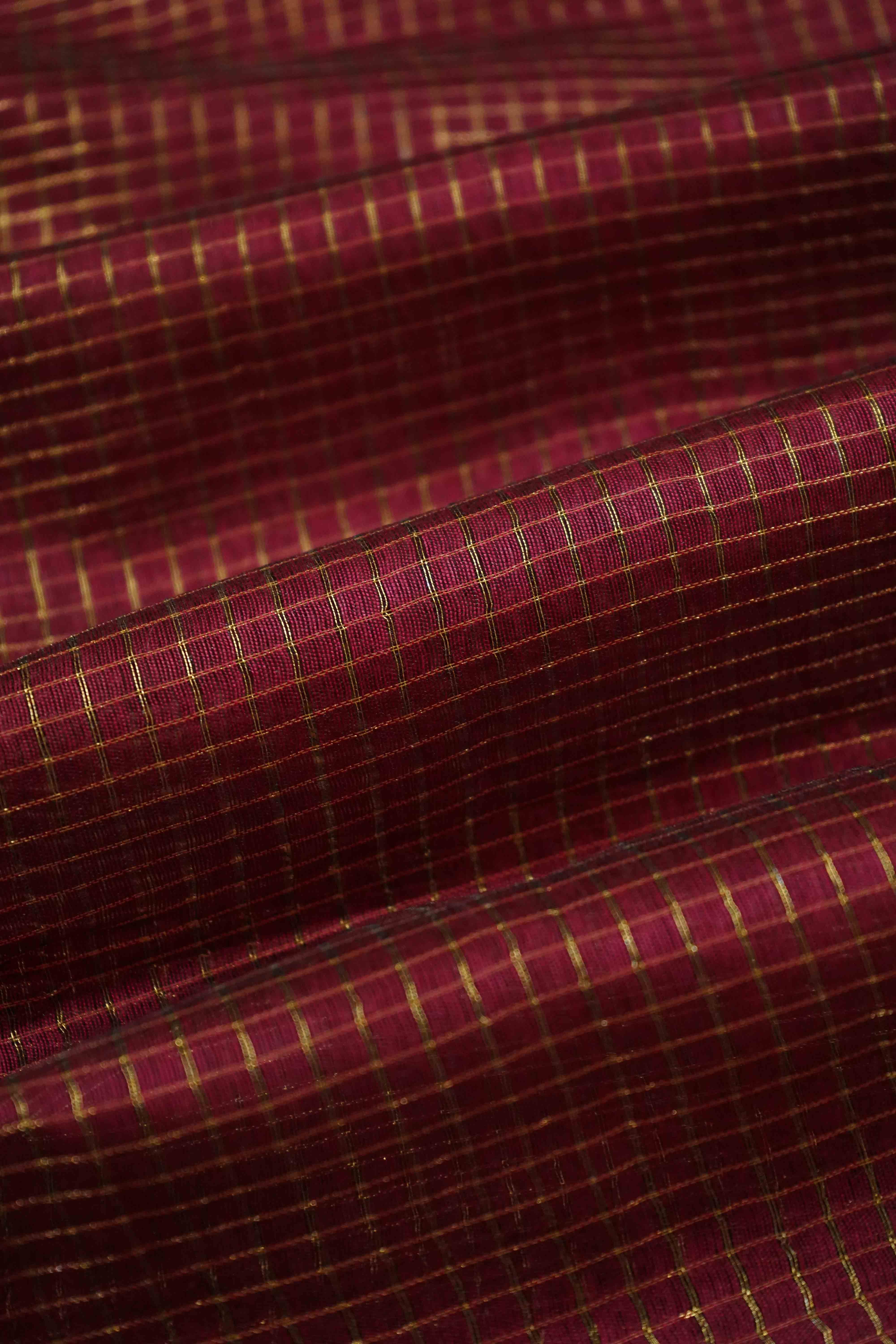 RED BROWN MAHESHWARI SAREE - Queens Jewel Emporium