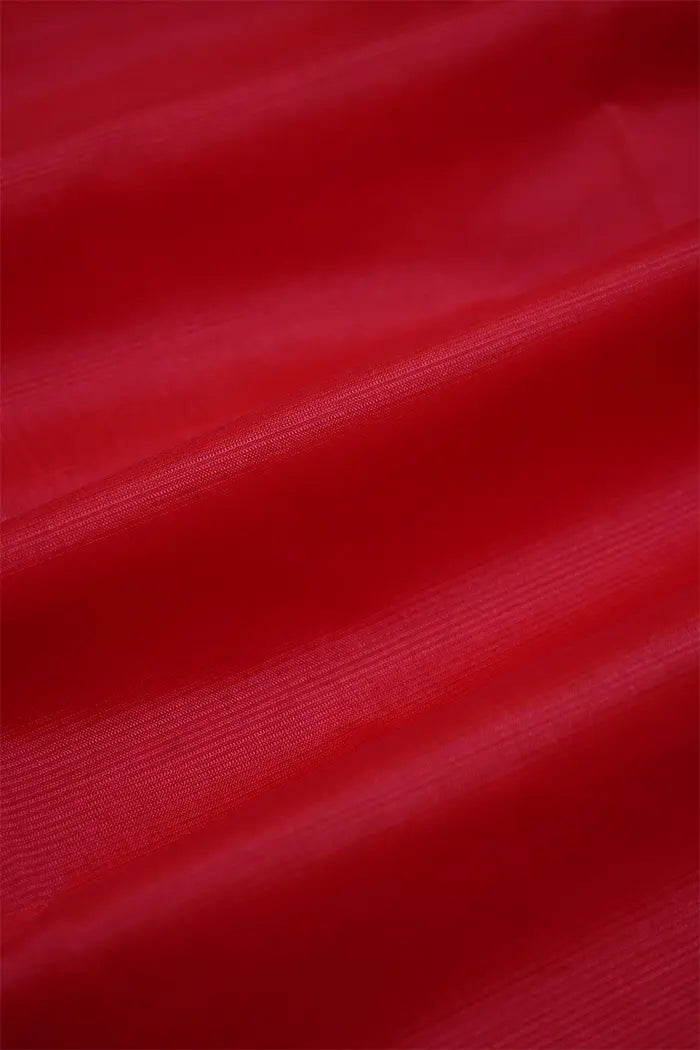 RED CAPSICUM WOVEN BORDER MANGALGIRI SAREE - Queens Jewel Emporium