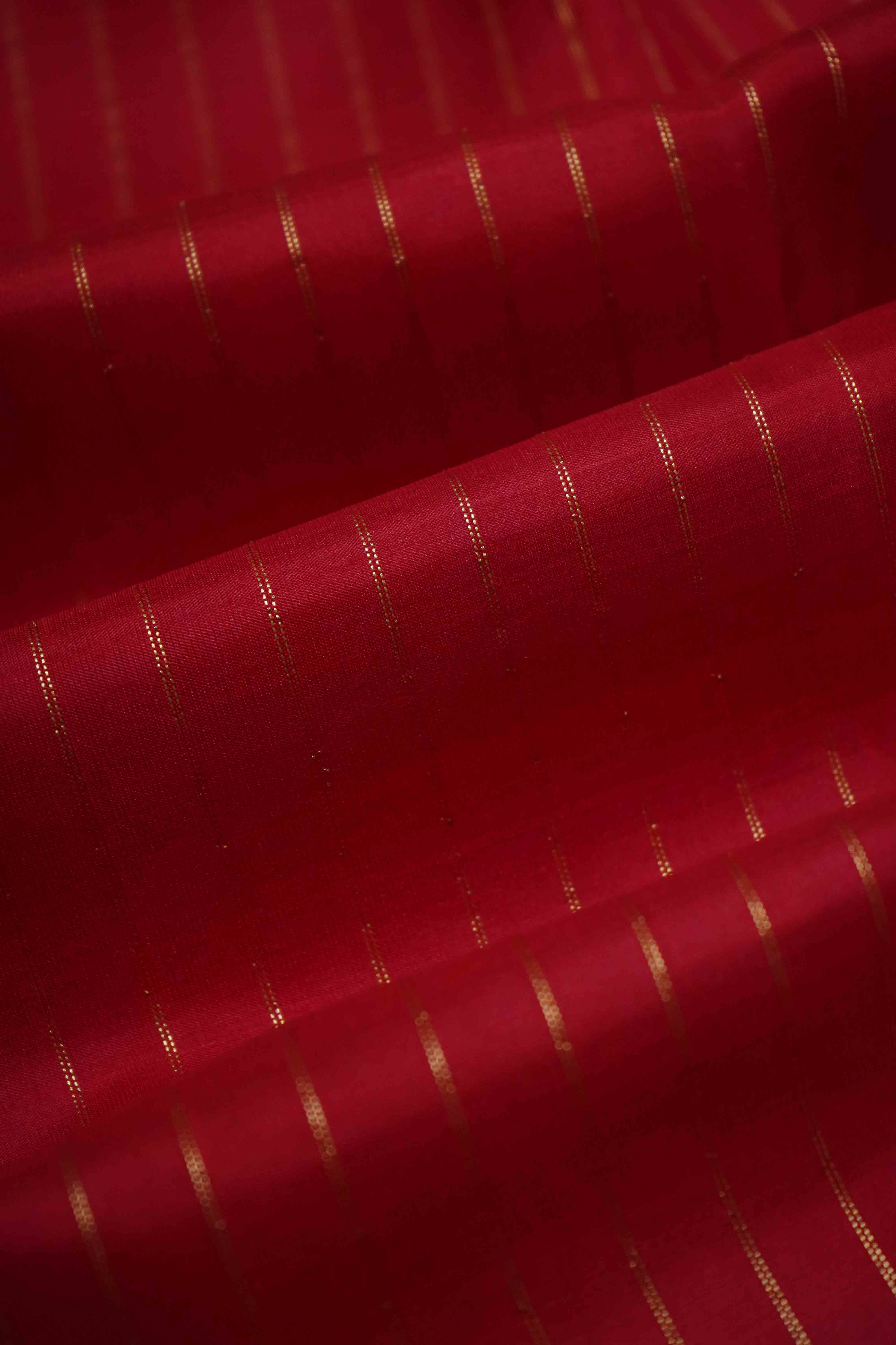 RED DAISY KANCHIVARAM SILK SAREE - Queens Jewel Emporium