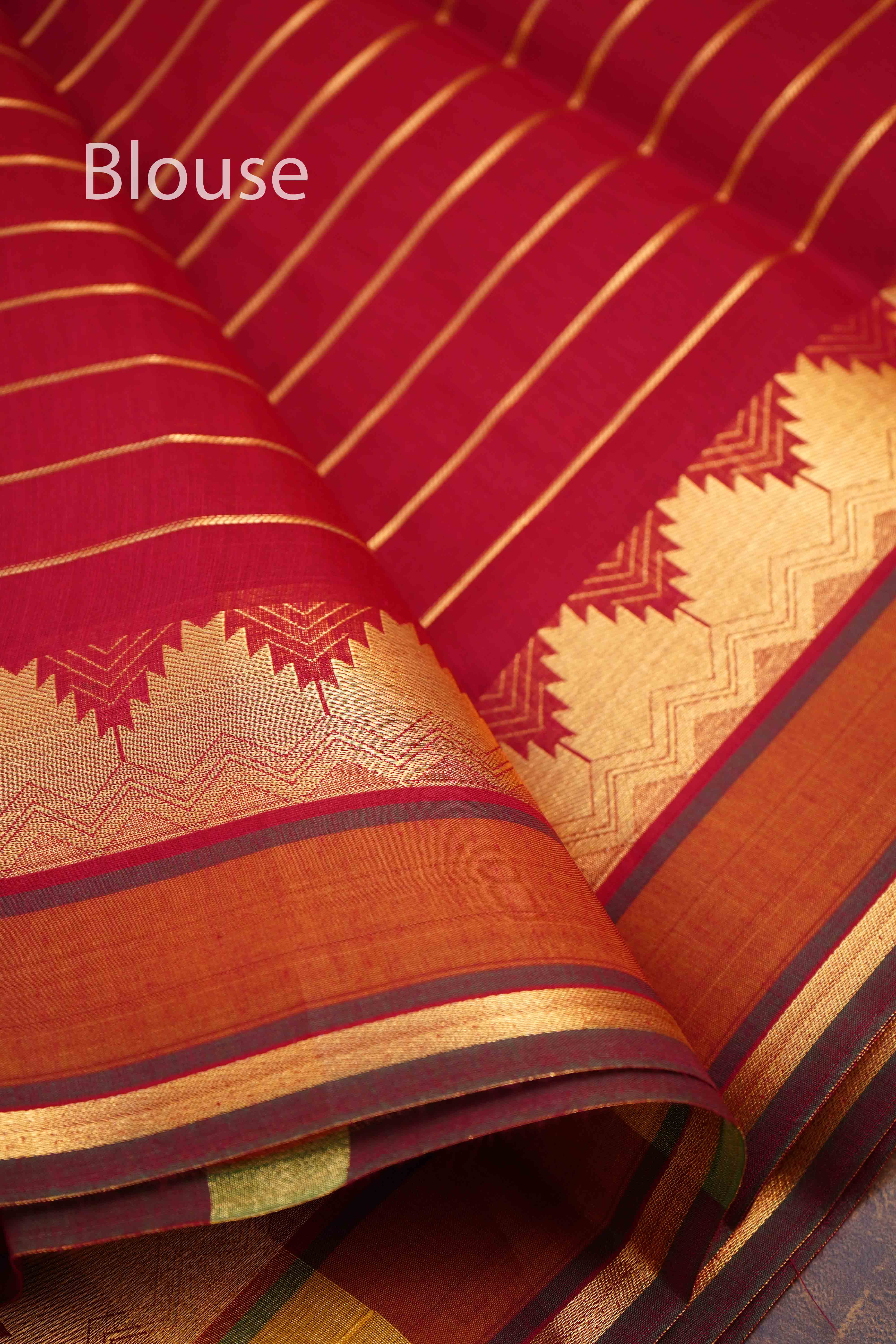 RED MAROON PURE SILK COTTON SAREE - Queens Jewel Emporium