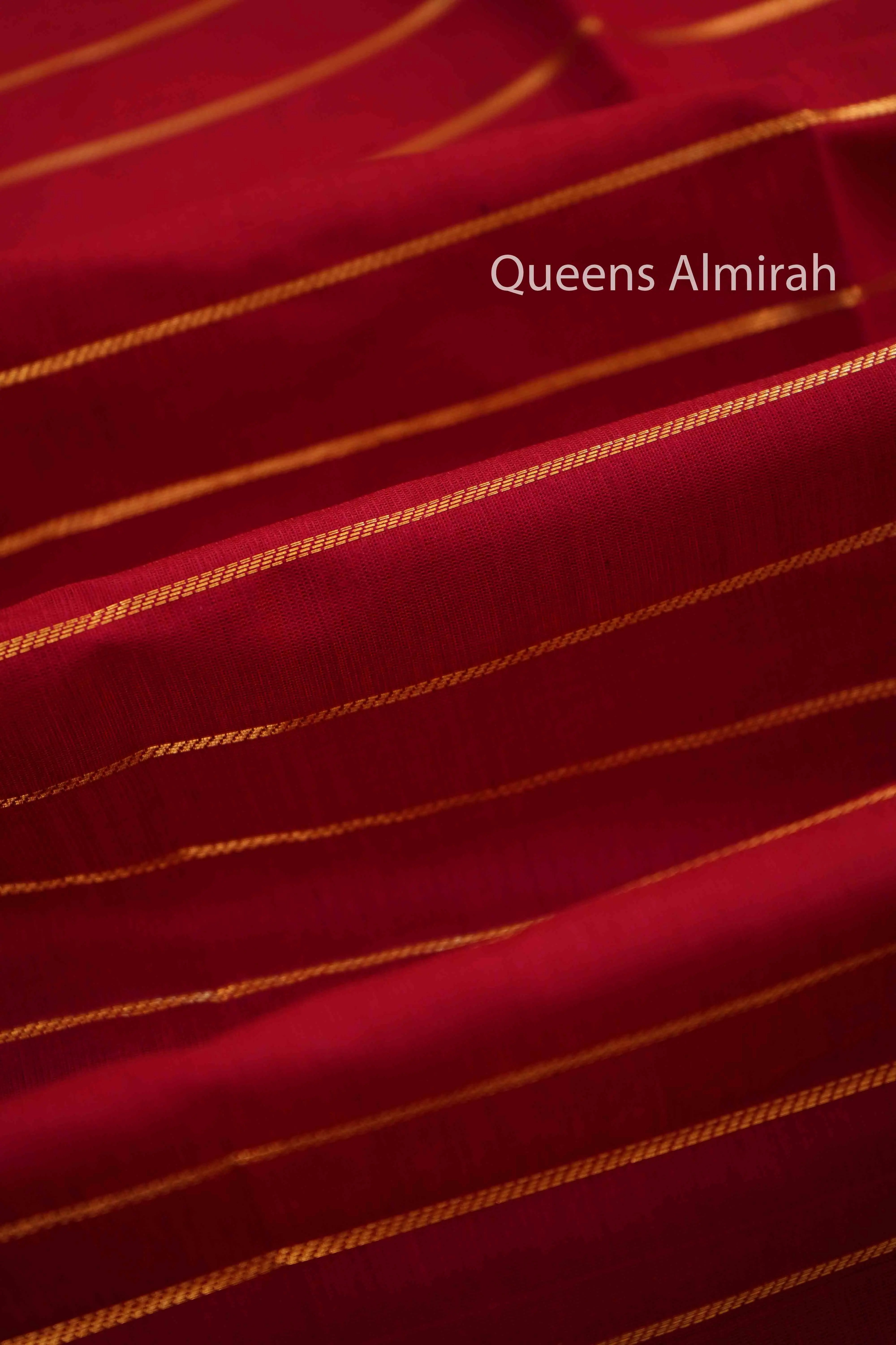 RED MAROON PURE SILK COTTON SAREE - Queens Jewel Emporium