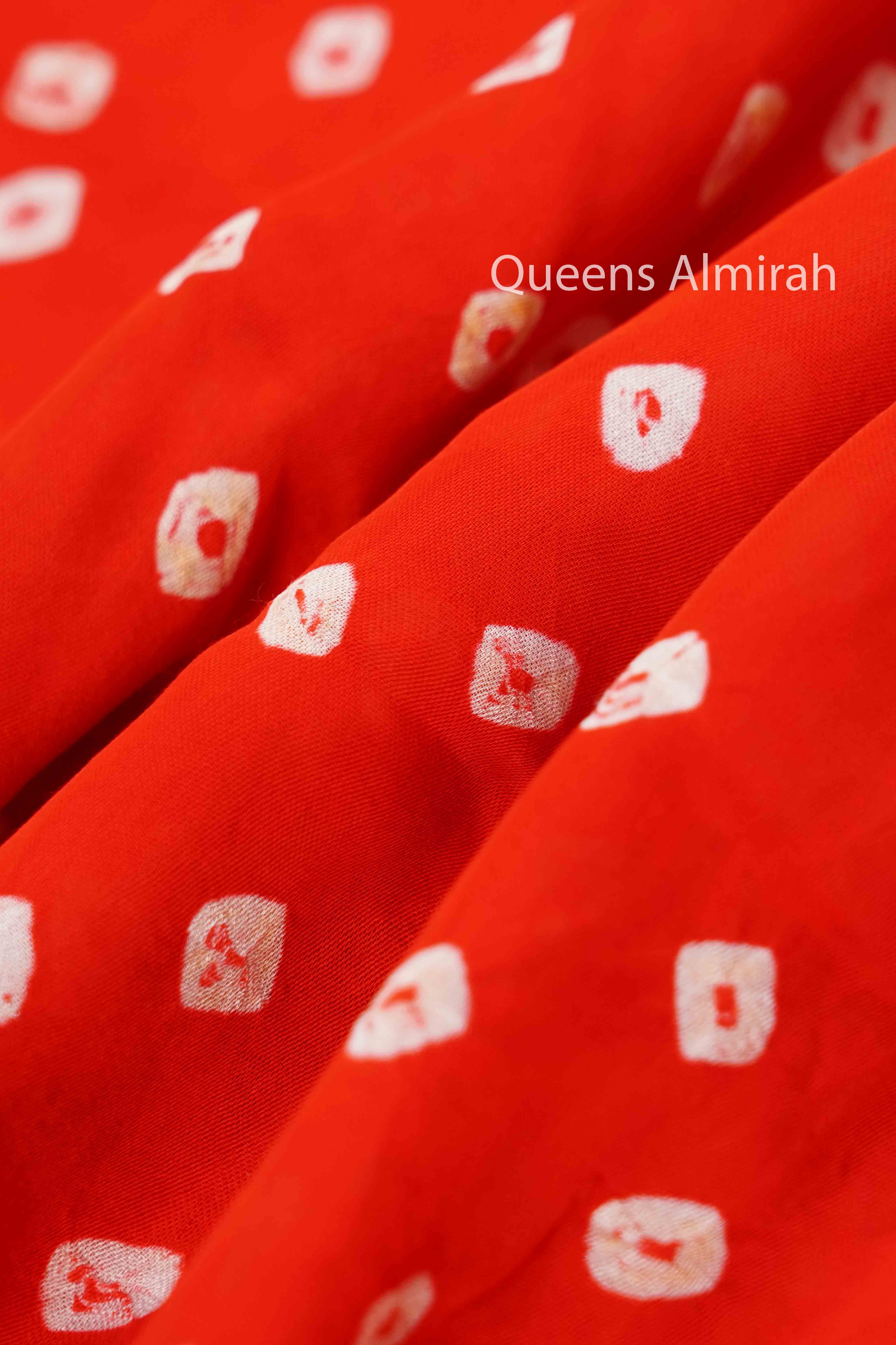 RED WITH GREY BLUE MODAL SILK SAREE - Queens Jewel Emporium