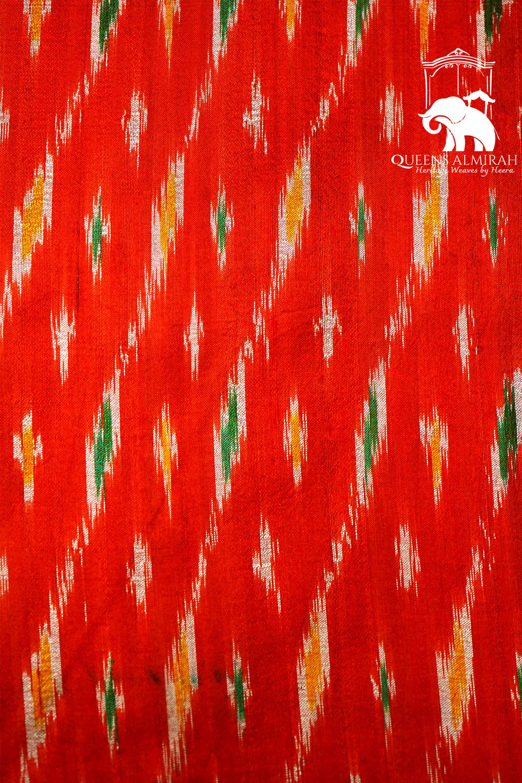 REDISH ORANGE WITH TEA GREEN MULBERRY SILK SAREE - Queens Jewel Emporium