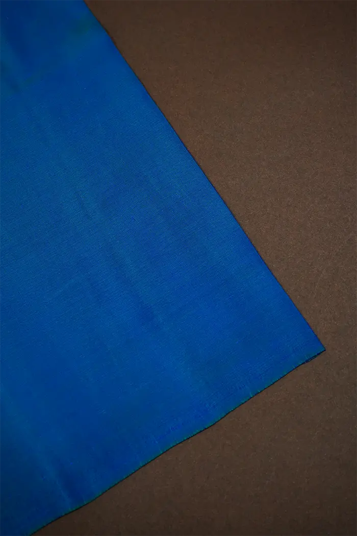 REGAL BLUE WITH FLAX SMOKE PURE KANCHIVARAM SILK SAREE - Queens Jewel Emporium
