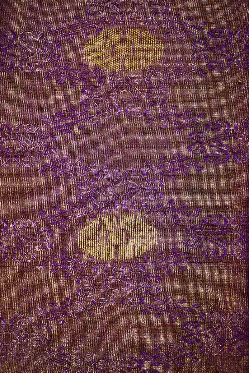 RICH PURPLE WITH RAMAR GREEN TISSUE KANCHI SILK SAREE - Queens Jewel Emporium