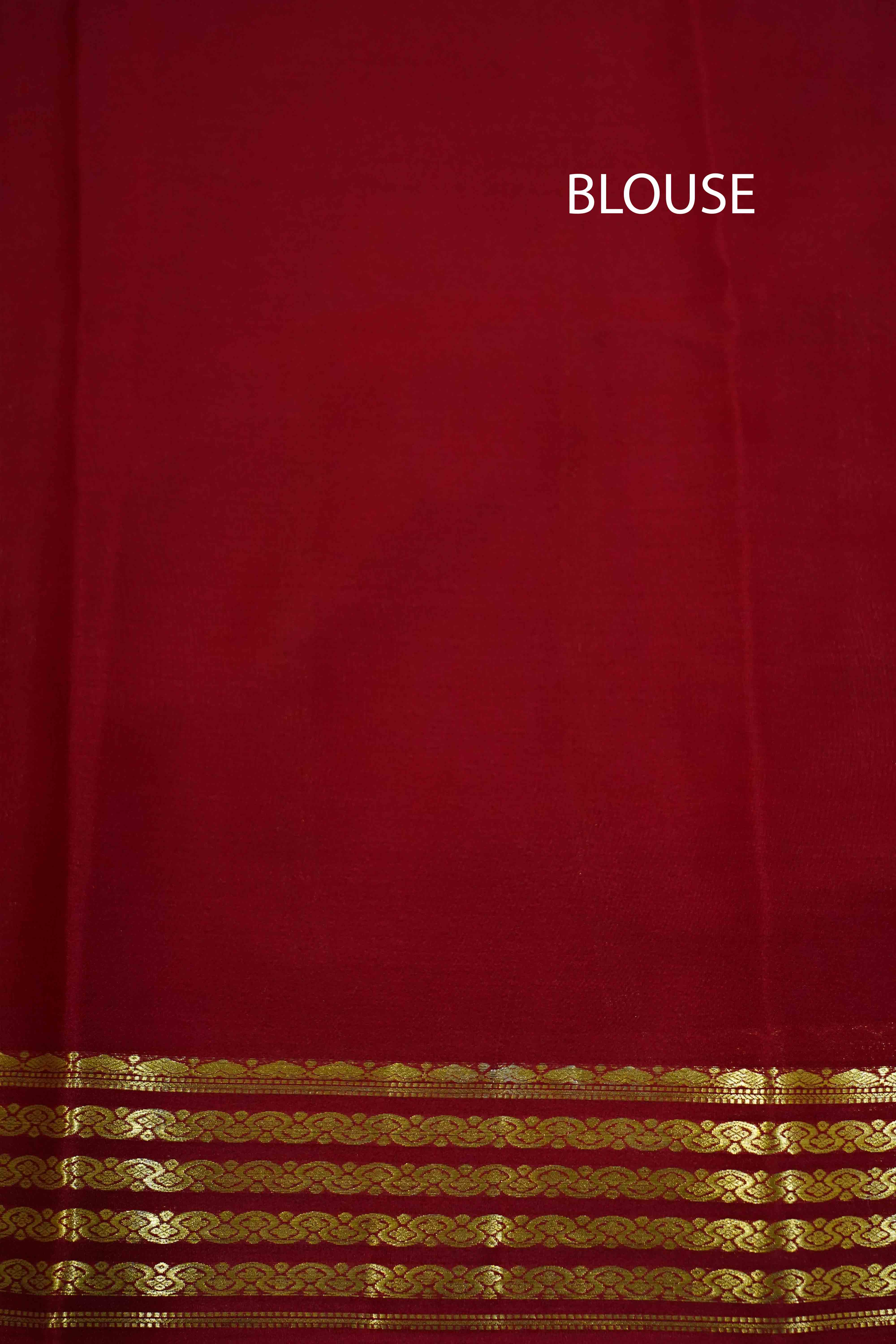 ROSE MILK PINK WITH CHERRY RED MYSORE SILK SAREE - Queens Jewel Emporium