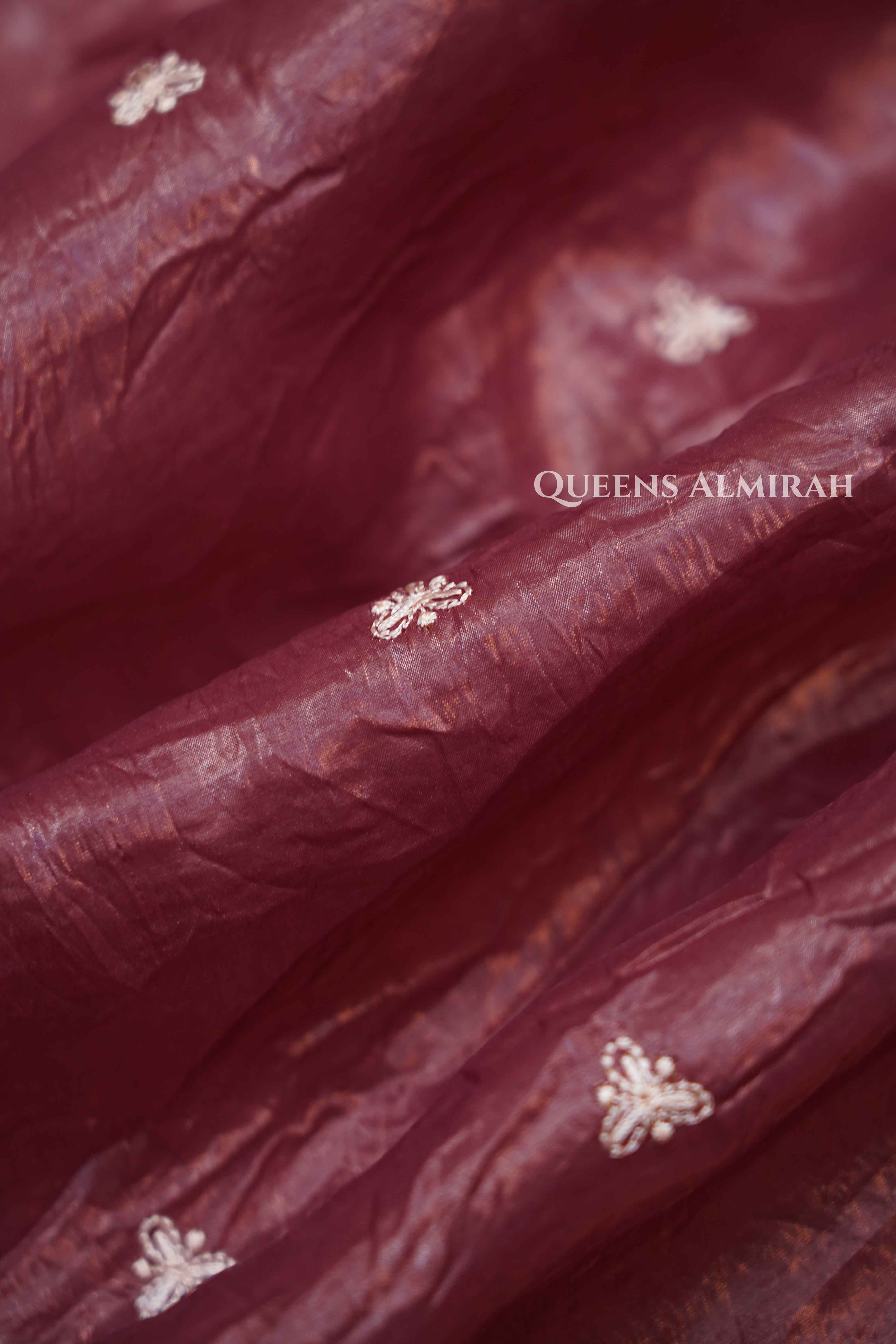 ROSE VALE GLASS TISSUE SAREE - Queens Jewel Emporium