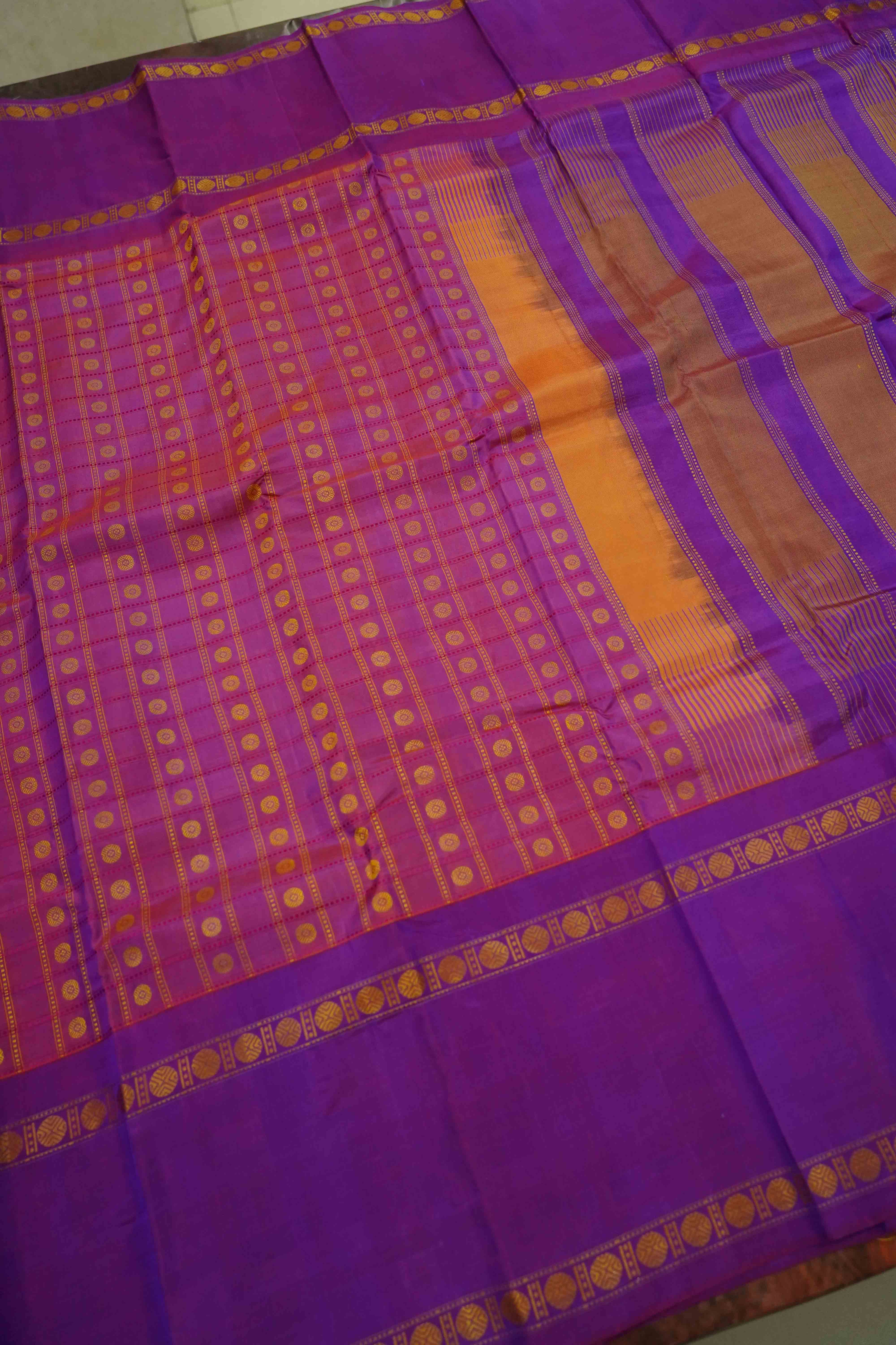 ROSE VALE WITH DARK RASBERRY PURE KANCHIVARAM SILK SAREE - Queens Jewel Emporium
