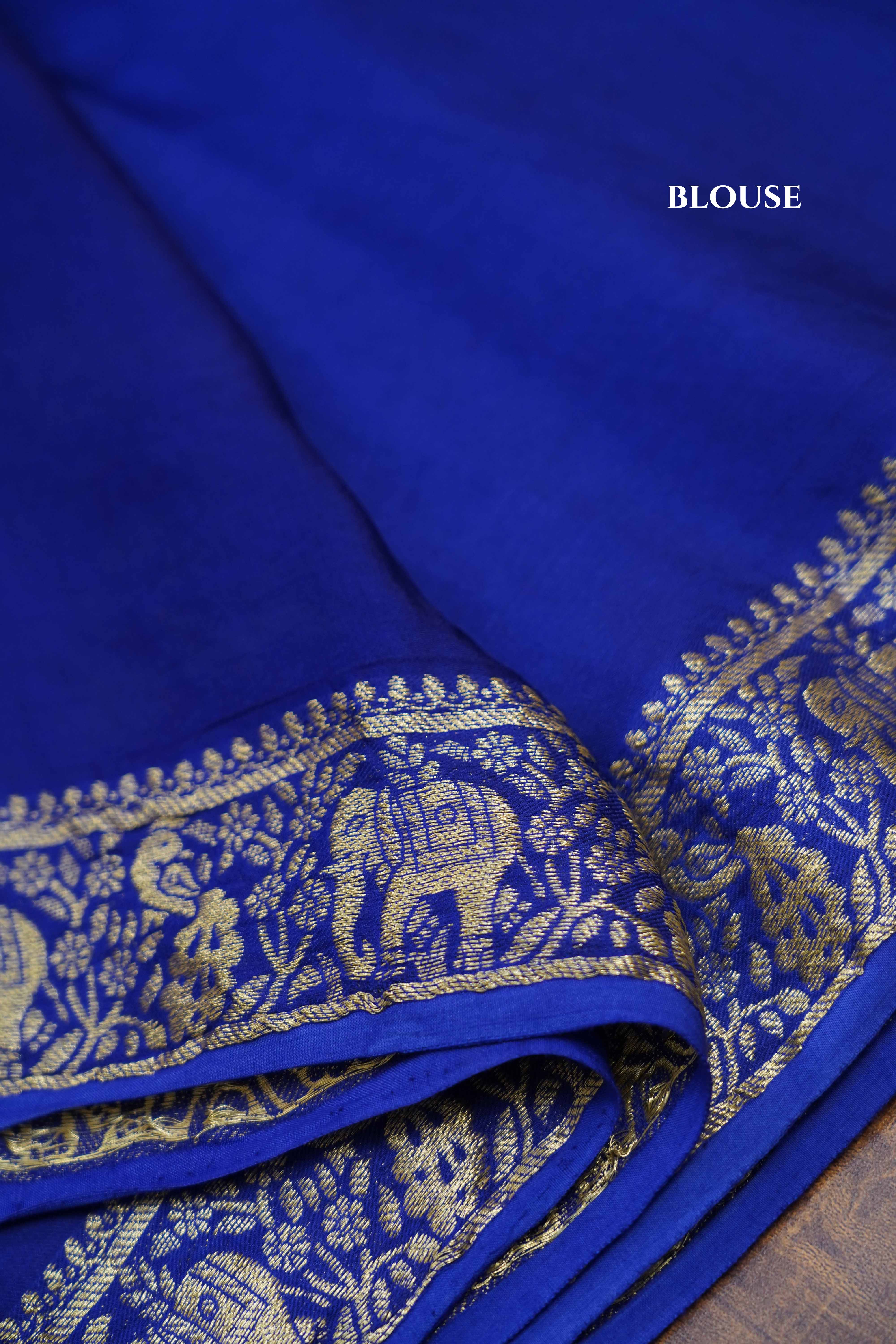 ROYAL BLUE MODAL SILK SAREE  8 - Queens Jewel Emporium