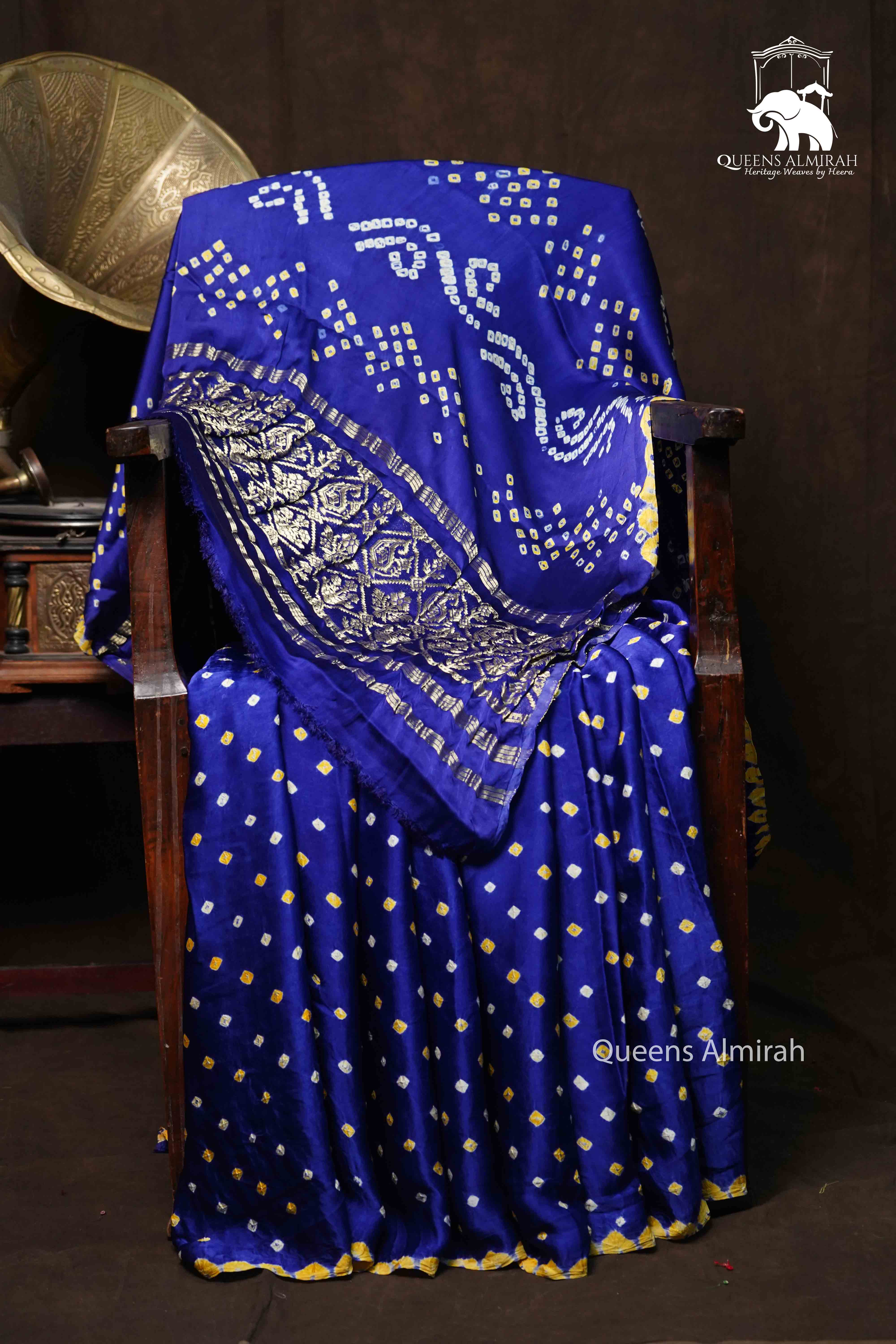 ROYAL BLUE MODAL SILK SAREE - Queens Jewel Emporium