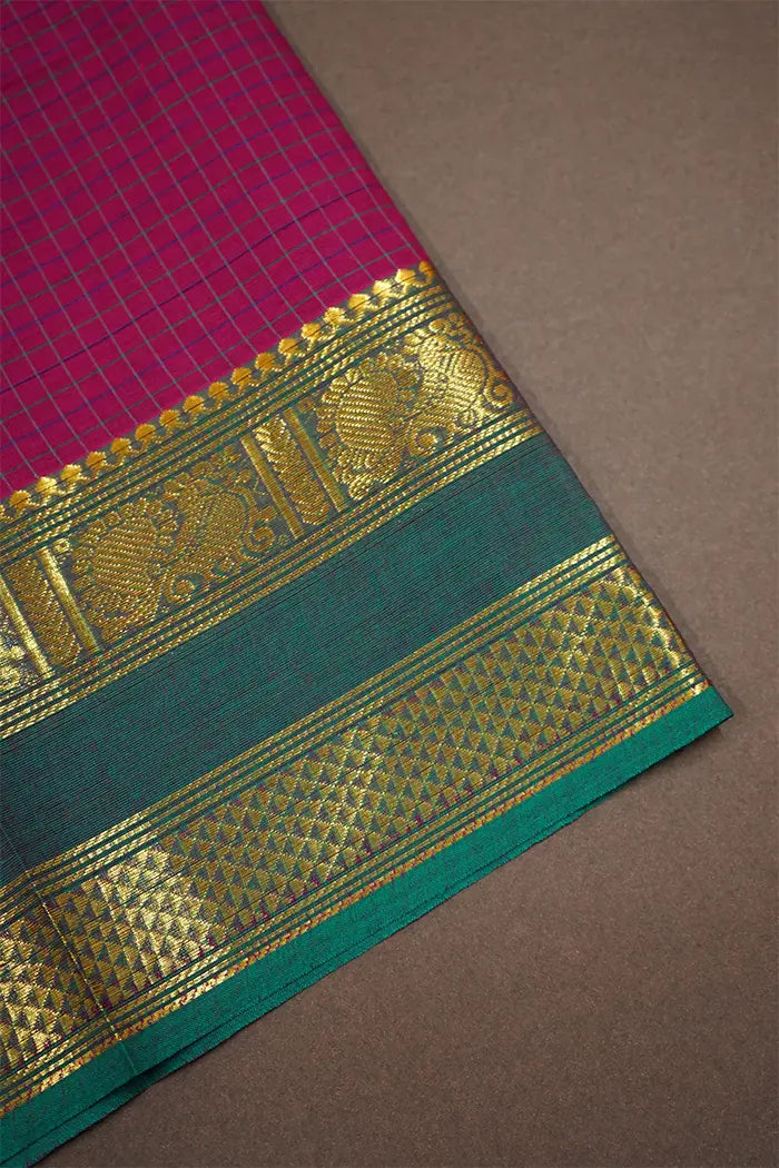 ROYAL HEATH WITH PURPLE HAZE  KANCHI COTTON SAREE - Queens Jewel Emporium