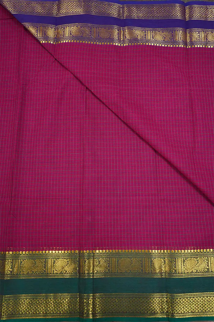 ROYAL HEATH WITH PURPLE HAZE  KANCHI COTTON SAREE - Queens Jewel Emporium