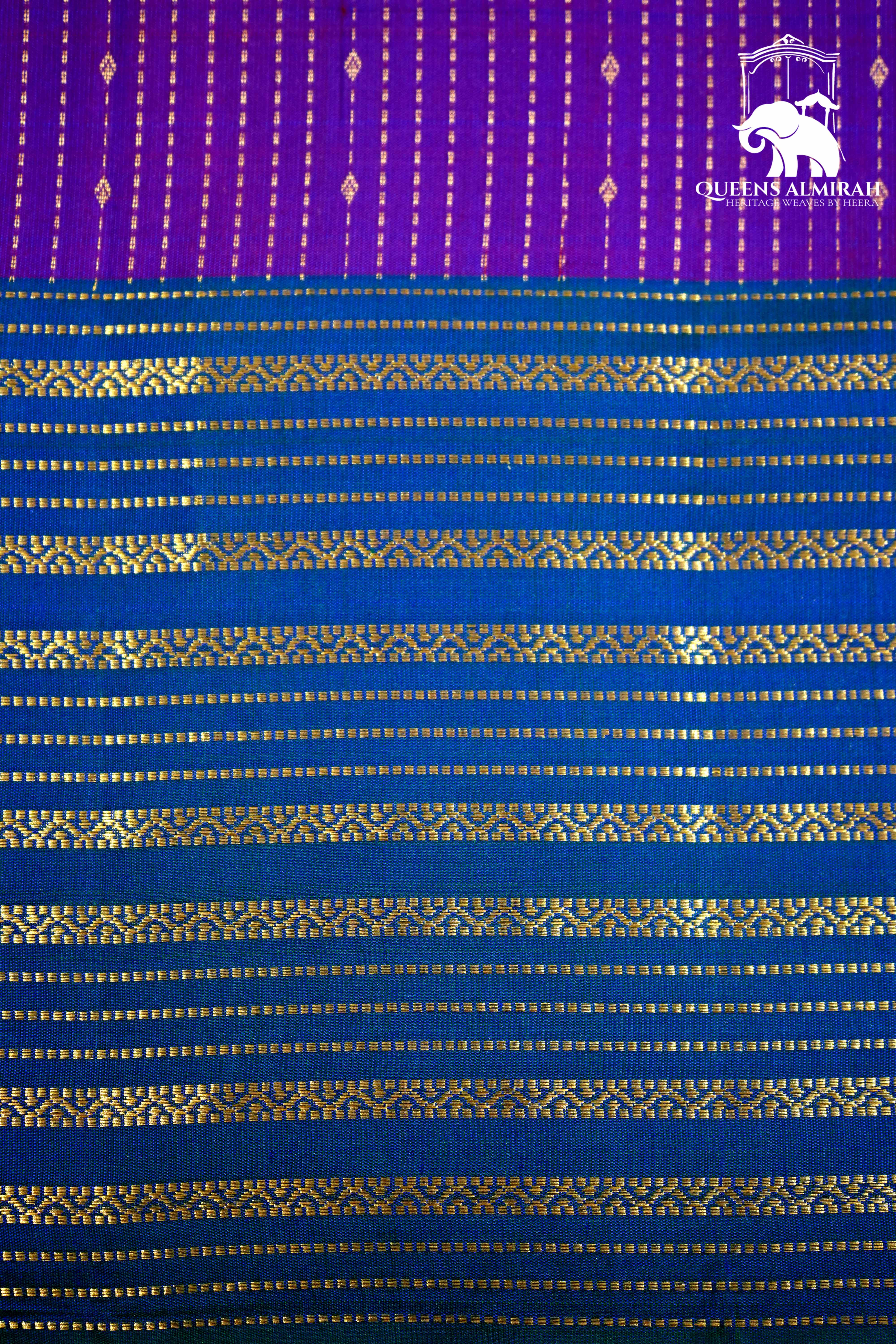 ROYAL PURPLE WITH LAPIS BLUE SOFT SILK SAREE - Queens Jewel Emporium