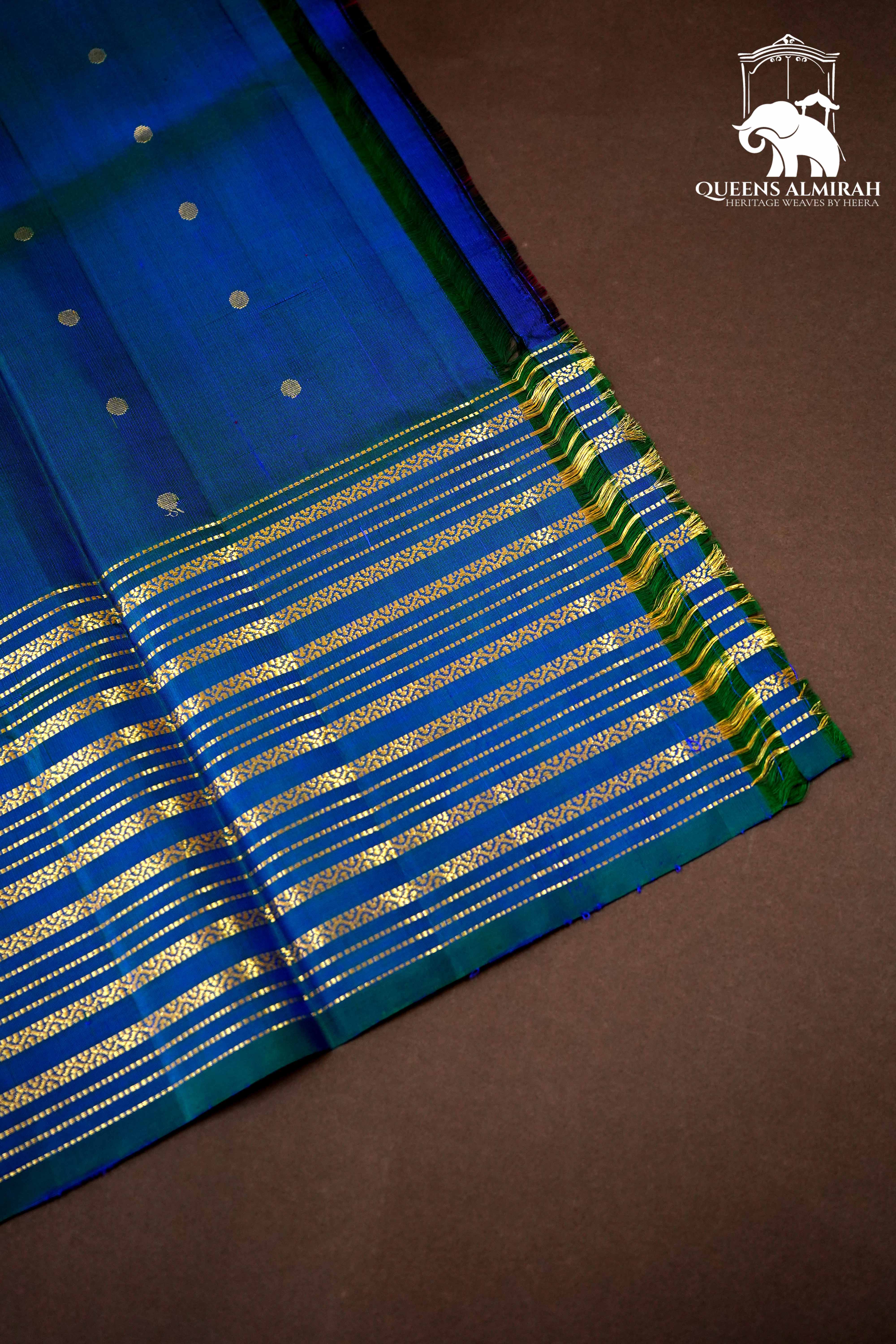 ROYAL PURPLE WITH LAPIS BLUE SOFT SILK SAREE - Queens Jewel Emporium