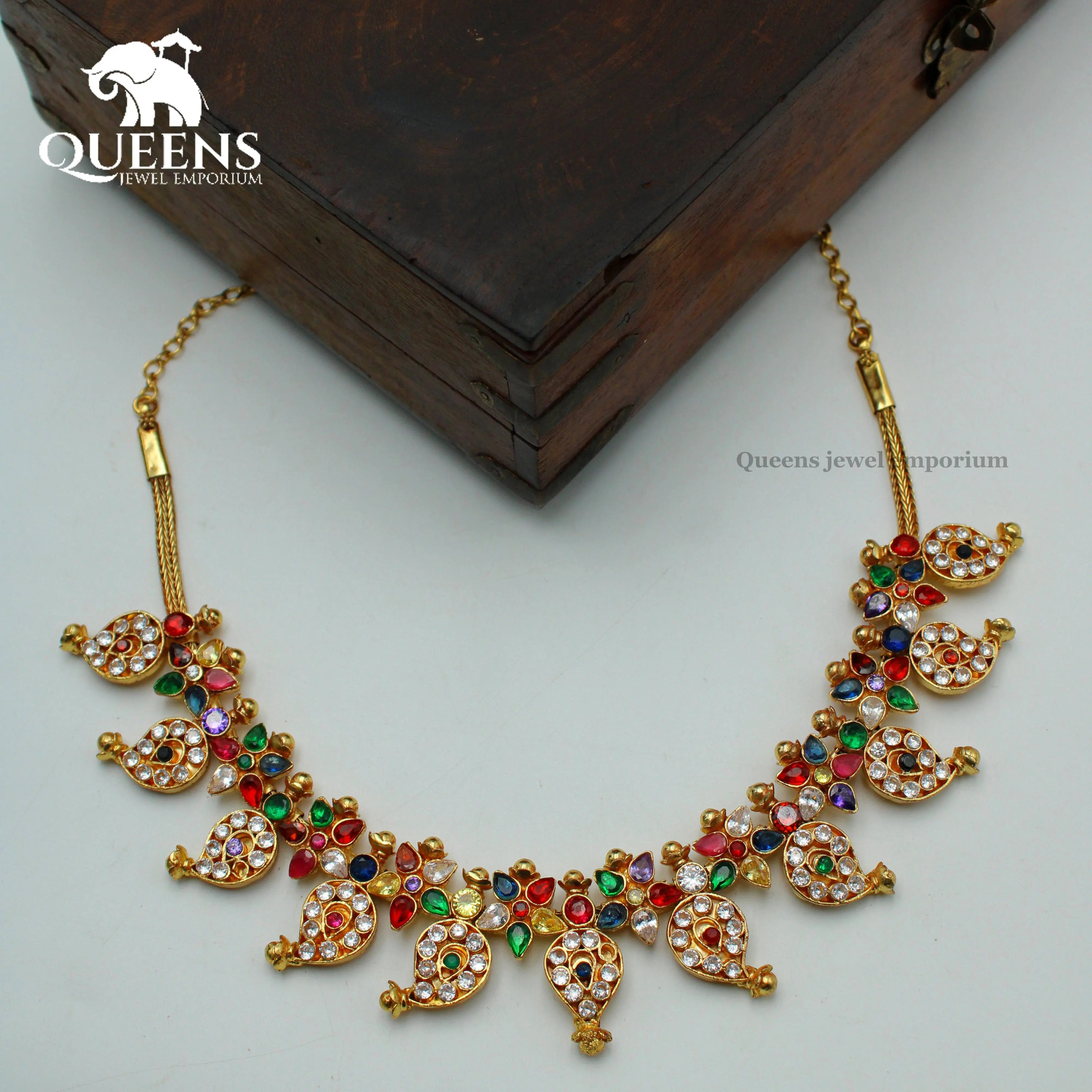 RUMANI NAVARATNA NECKLACE - Queens Jewel Emporium