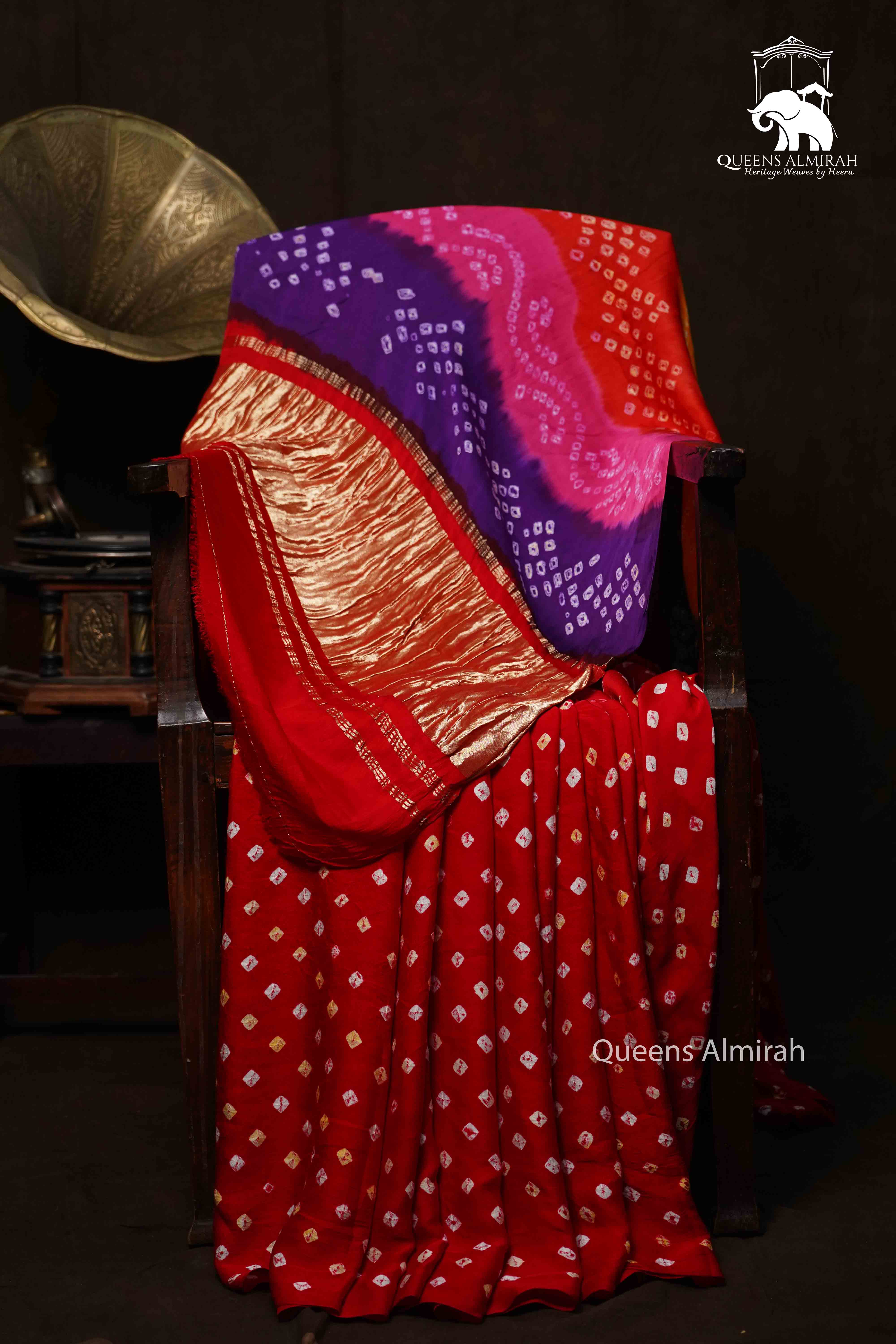 RADDISH ORANGE MODAL SILK SAREE - Queens Jewel Emporium