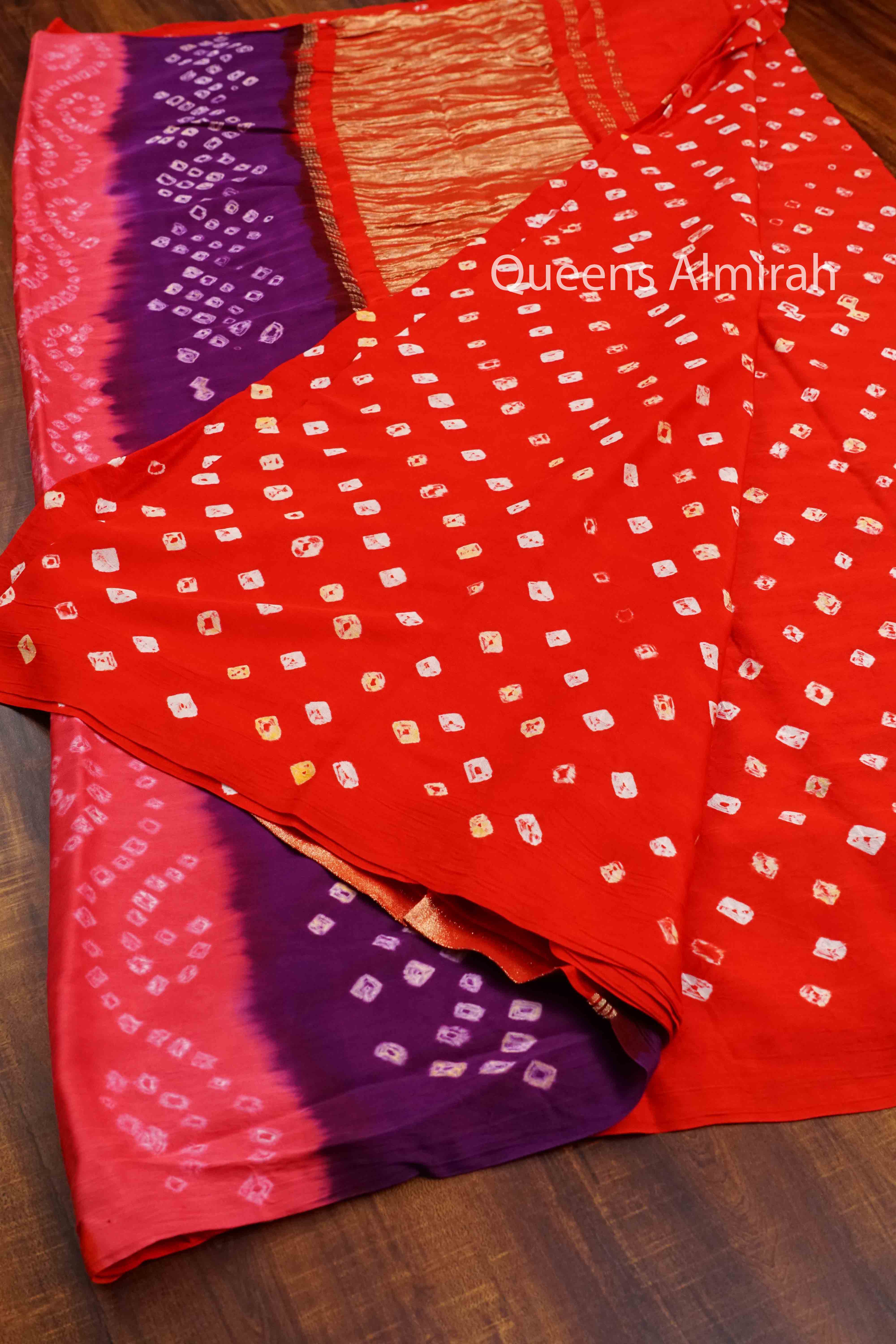 RADDISH ORANGE MODAL SILK SAREE - Queens Jewel Emporium