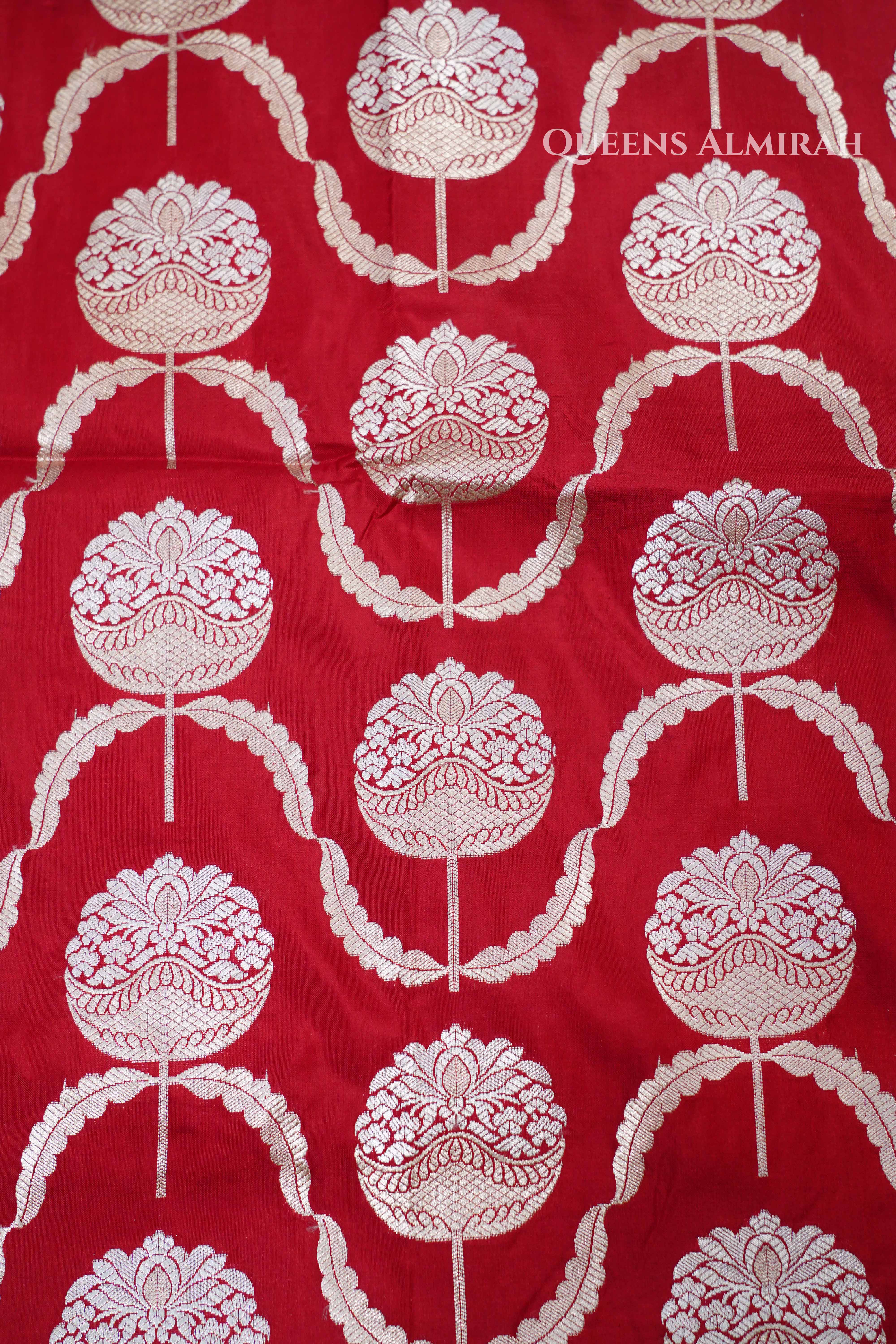 Red Banarasi Silk Saree 2 QUEENS ALMIRAH