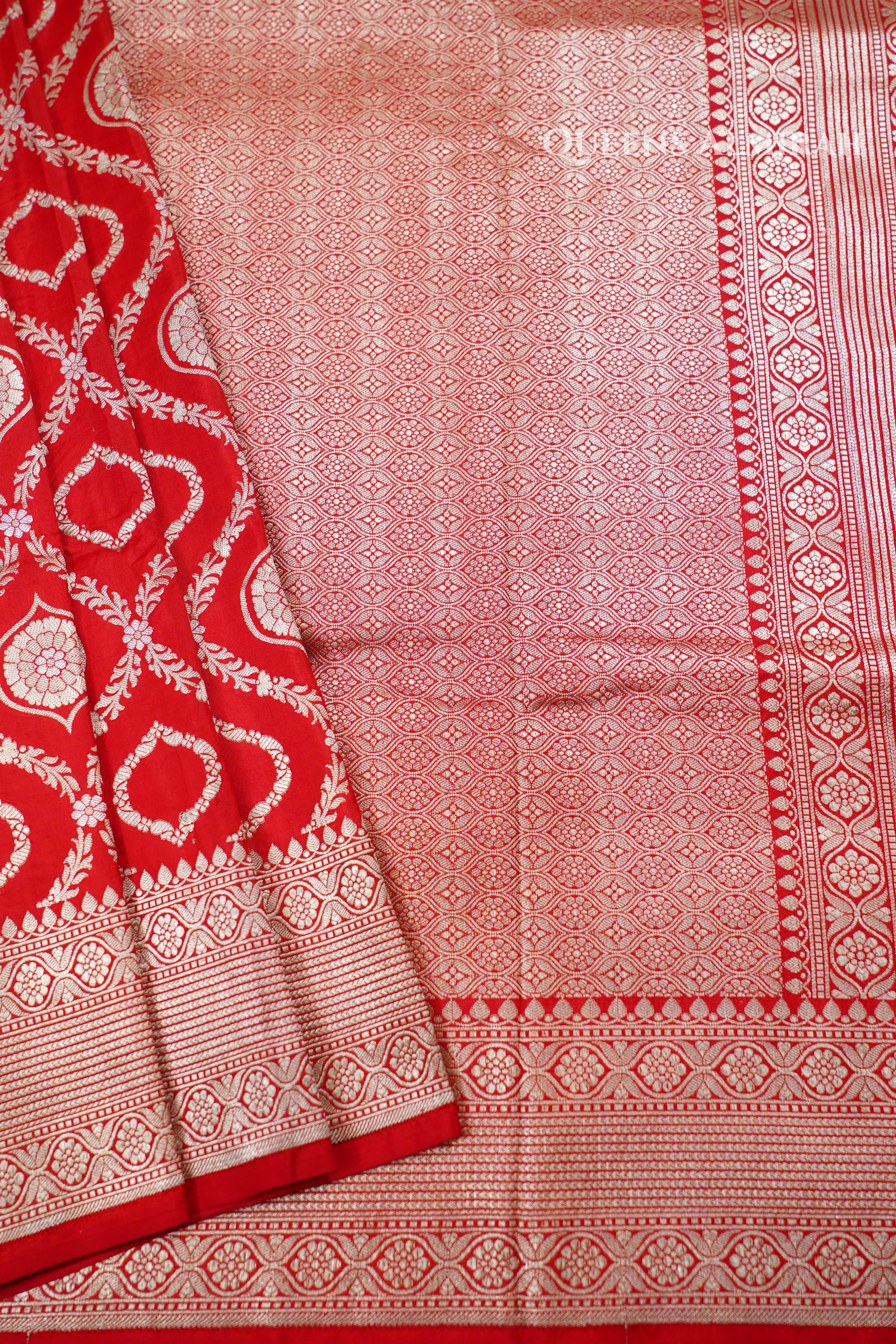 Red Banarasi Silk Saree QUEENS ALMIRAH
