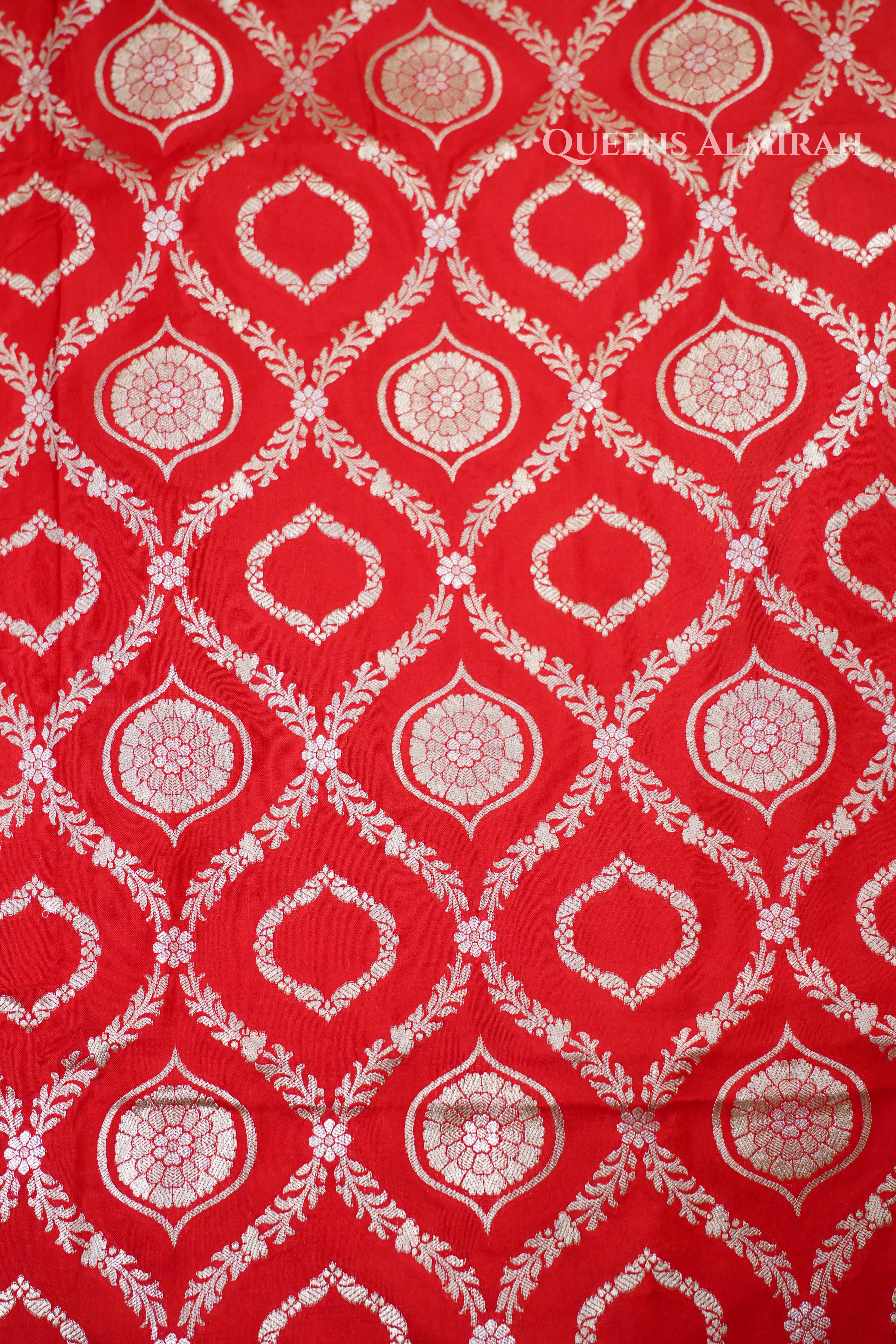 Red Banarasi Silk Saree QUEENS ALMIRAH
