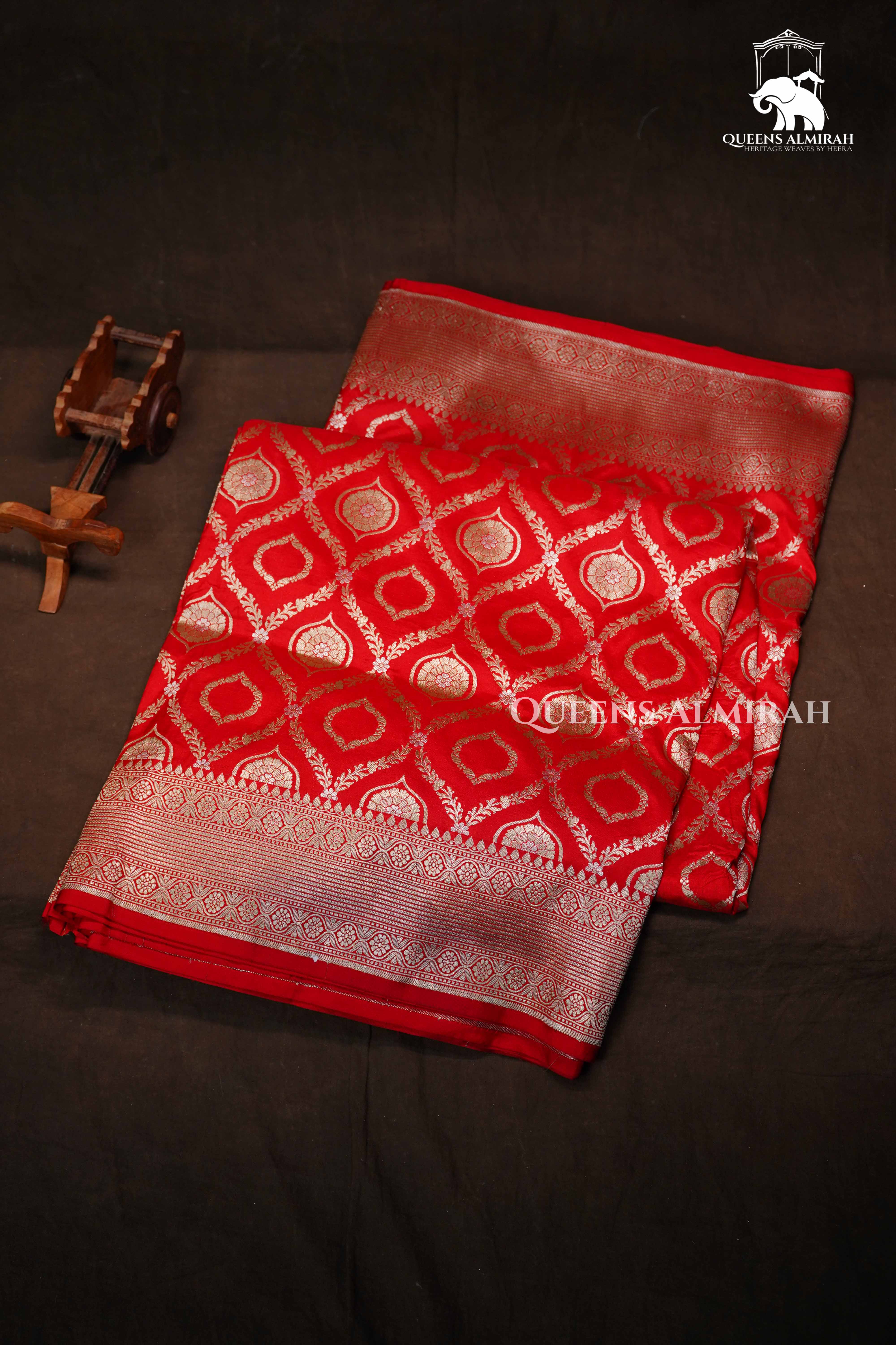 Red Banarasi Silk Saree QUEENS ALMIRAH