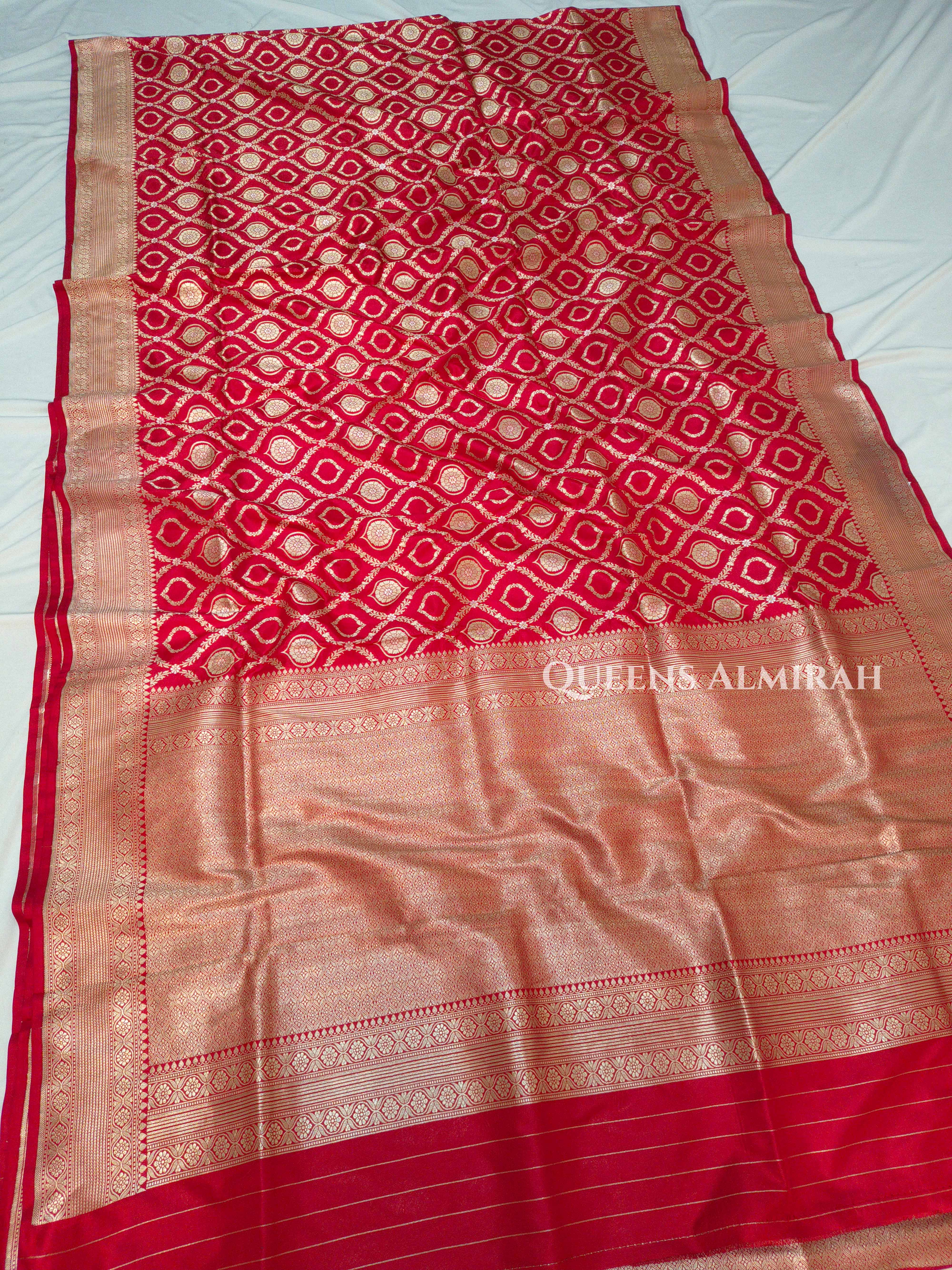 Red Banarasi Silk Saree QUEENS ALMIRAH