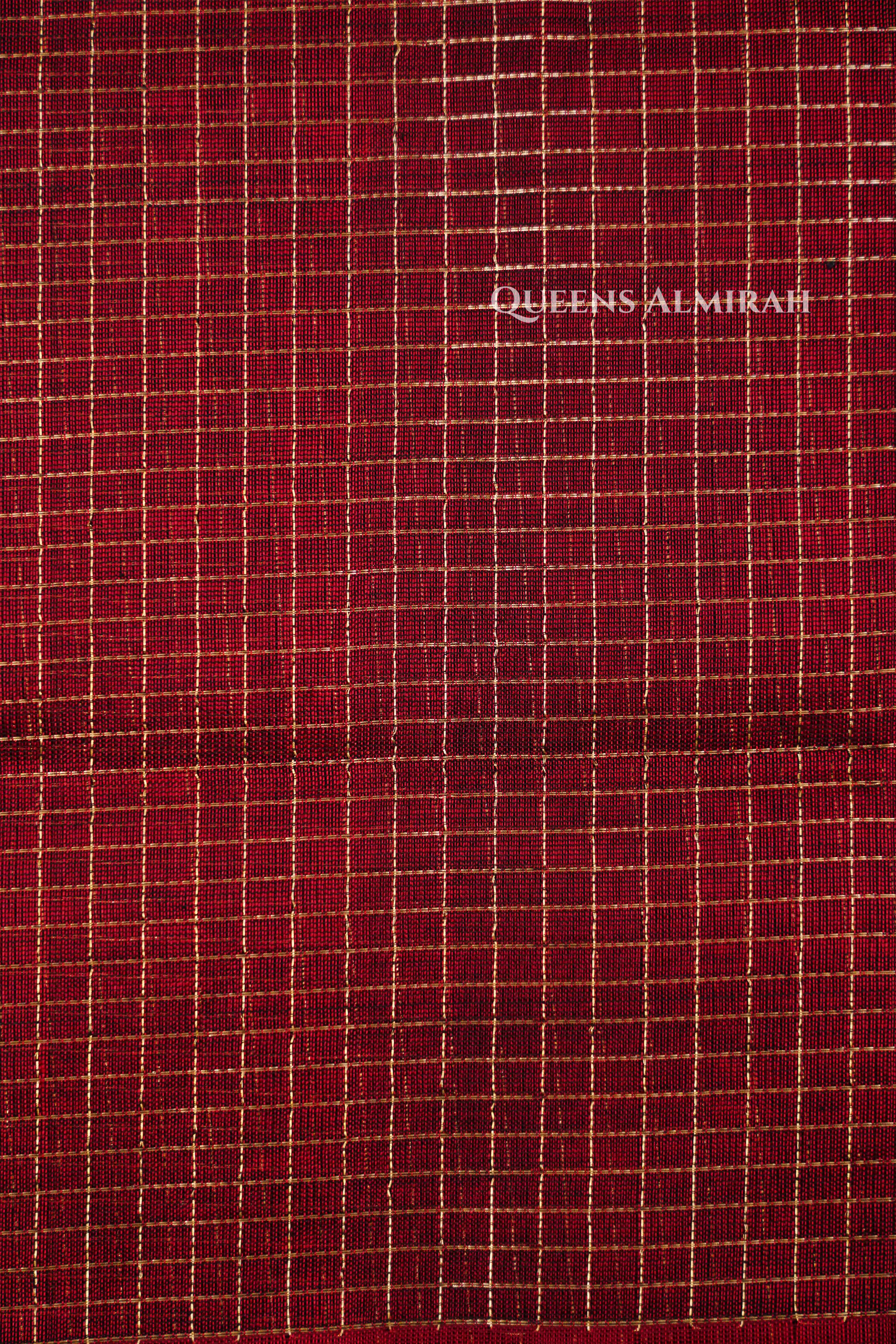 Red Brown-Karaikudi Chettinad Silk Cotton Saree QUEENS ALMIRAH