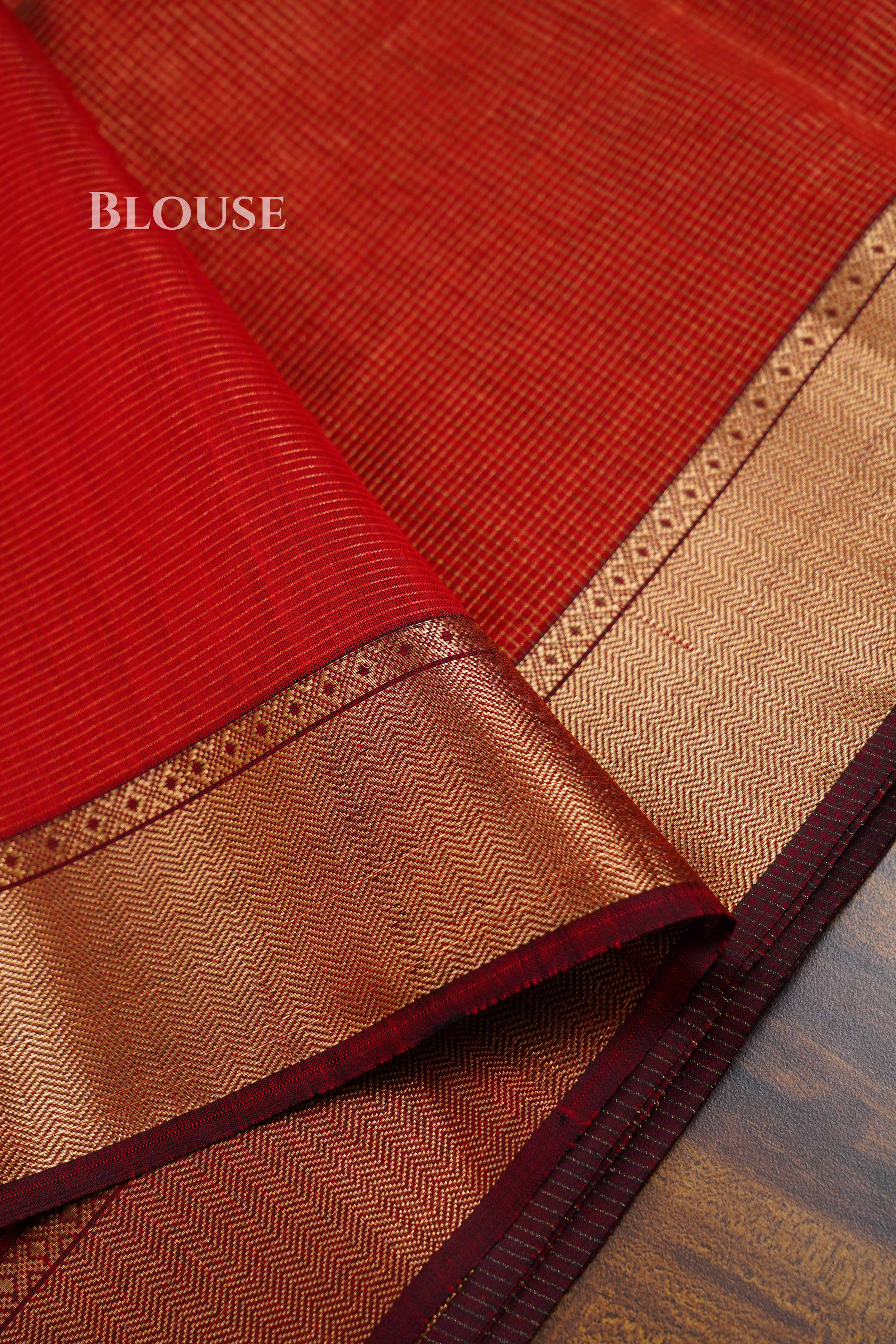 Red Brown Maheshwari Silk Cotton Saree QUEENS ALMIRAH