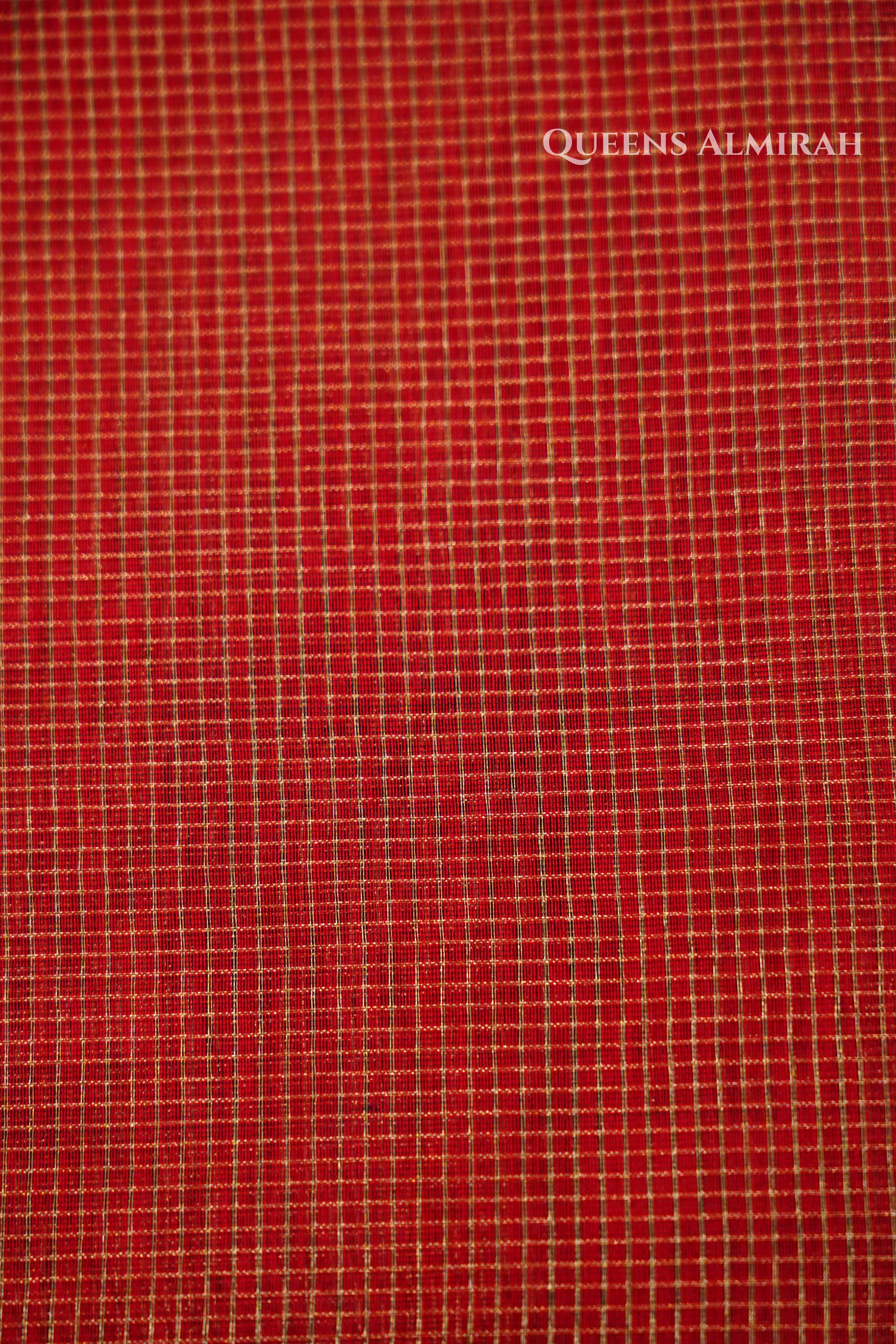 Red Brown Maheshwari Silk Cotton Saree QUEENS ALMIRAH