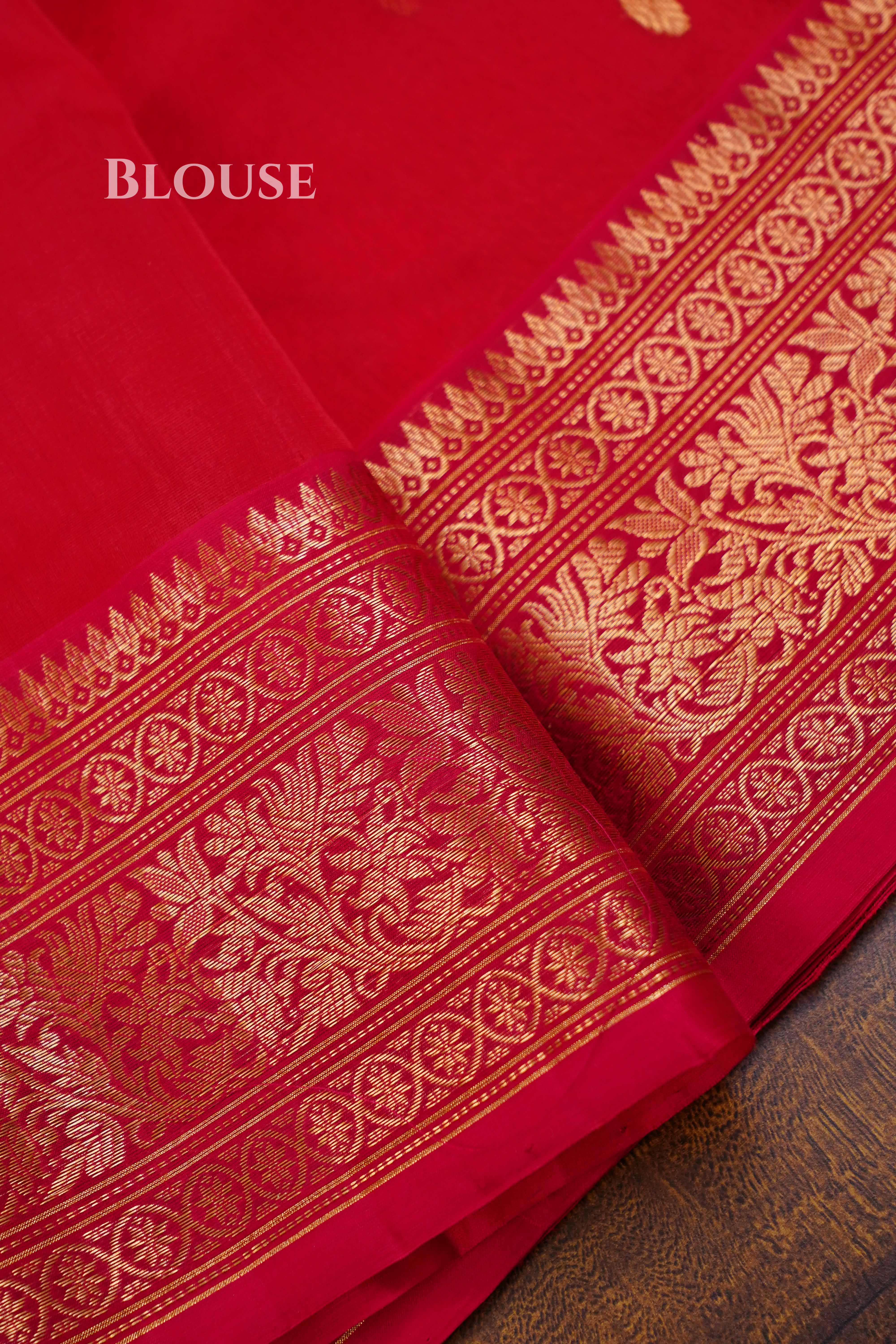 Red  Chanderi Katan Silk Handloom Saree 1 QUEENS ALMIRAH