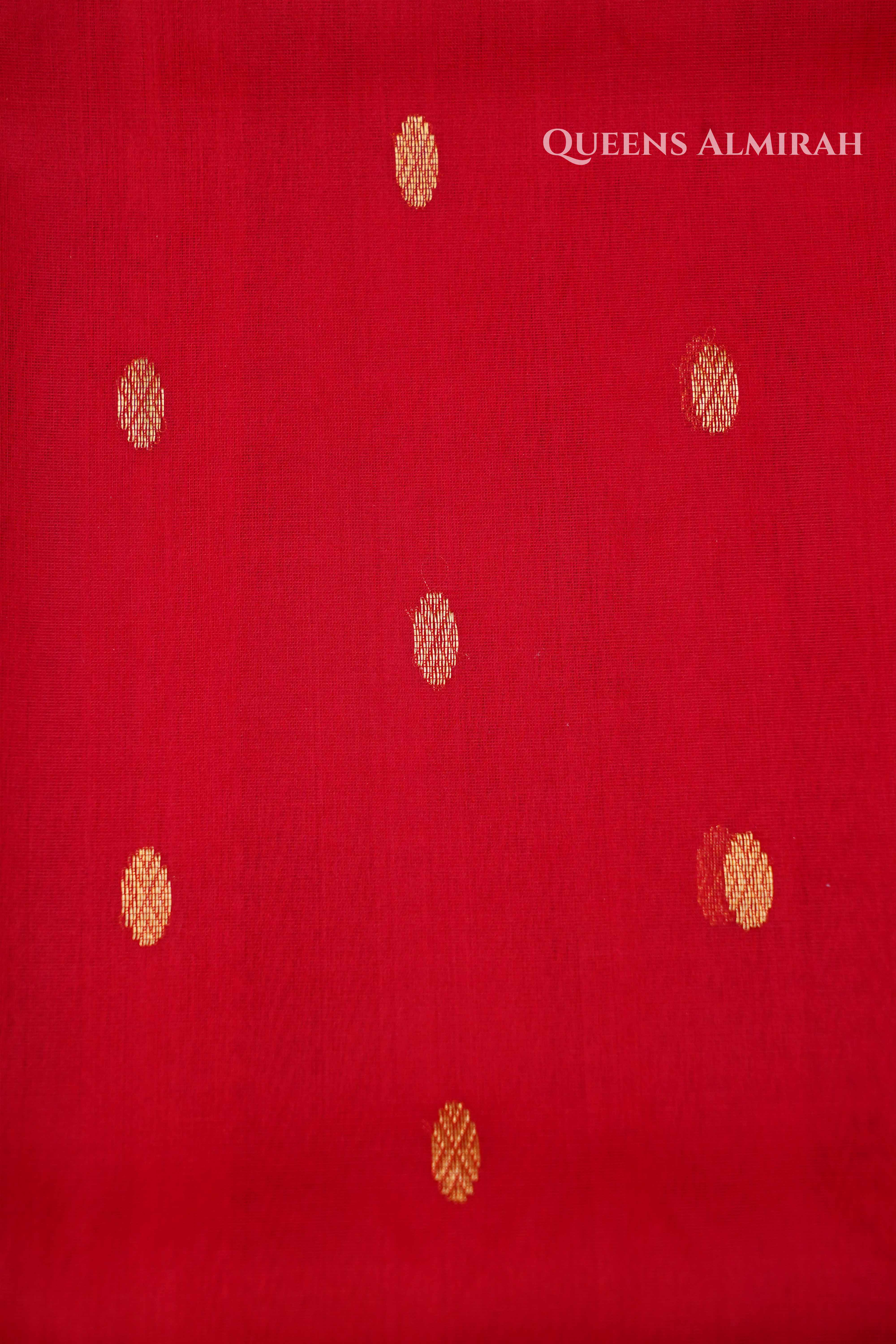 Red  Chanderi Katan Silk Handloom Saree 1 QUEENS ALMIRAH