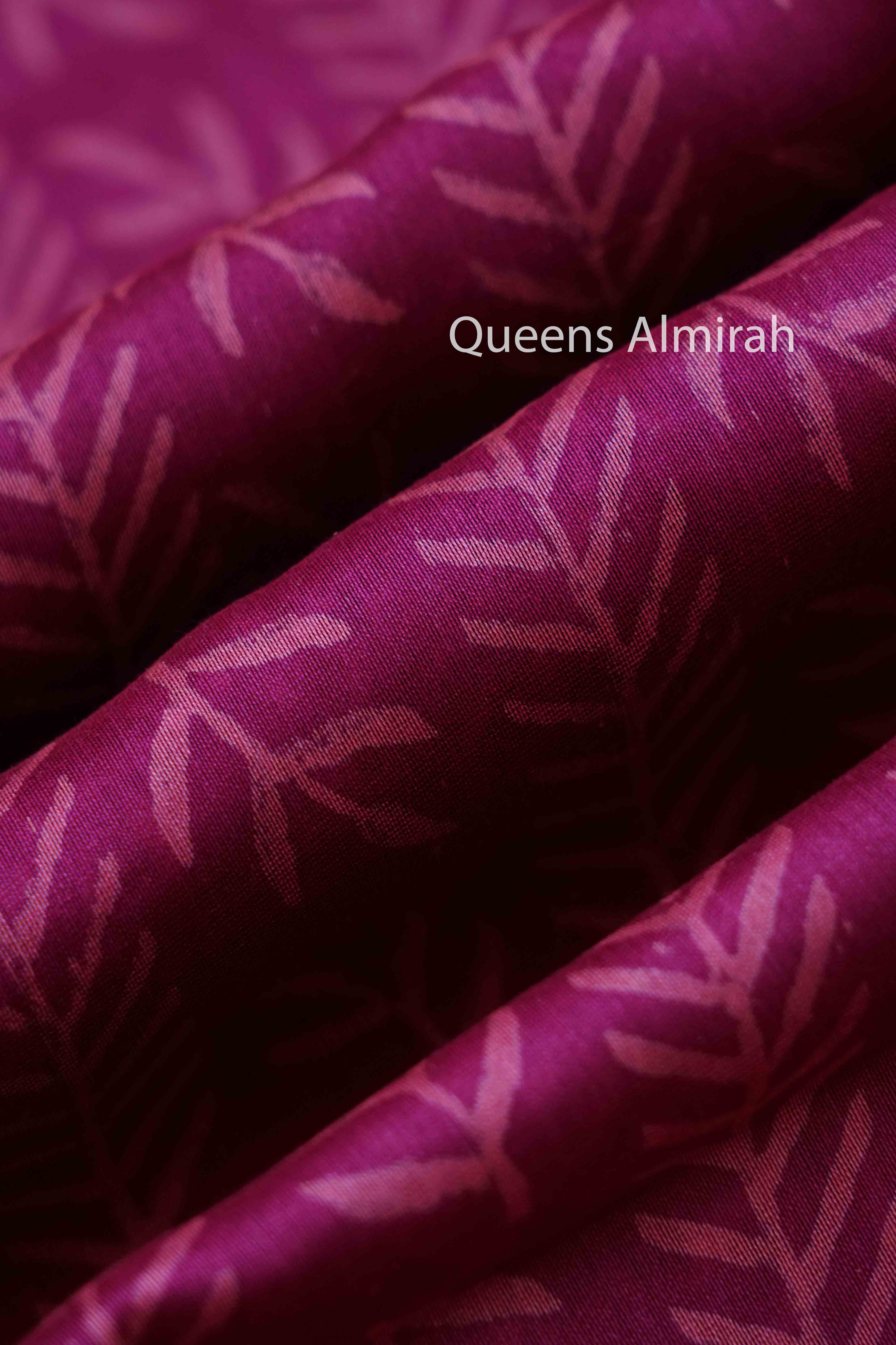 RED PURPLE HAND BLOCKED CHANDERI SILK COTTON SAREE - Queens Jewel Emporium