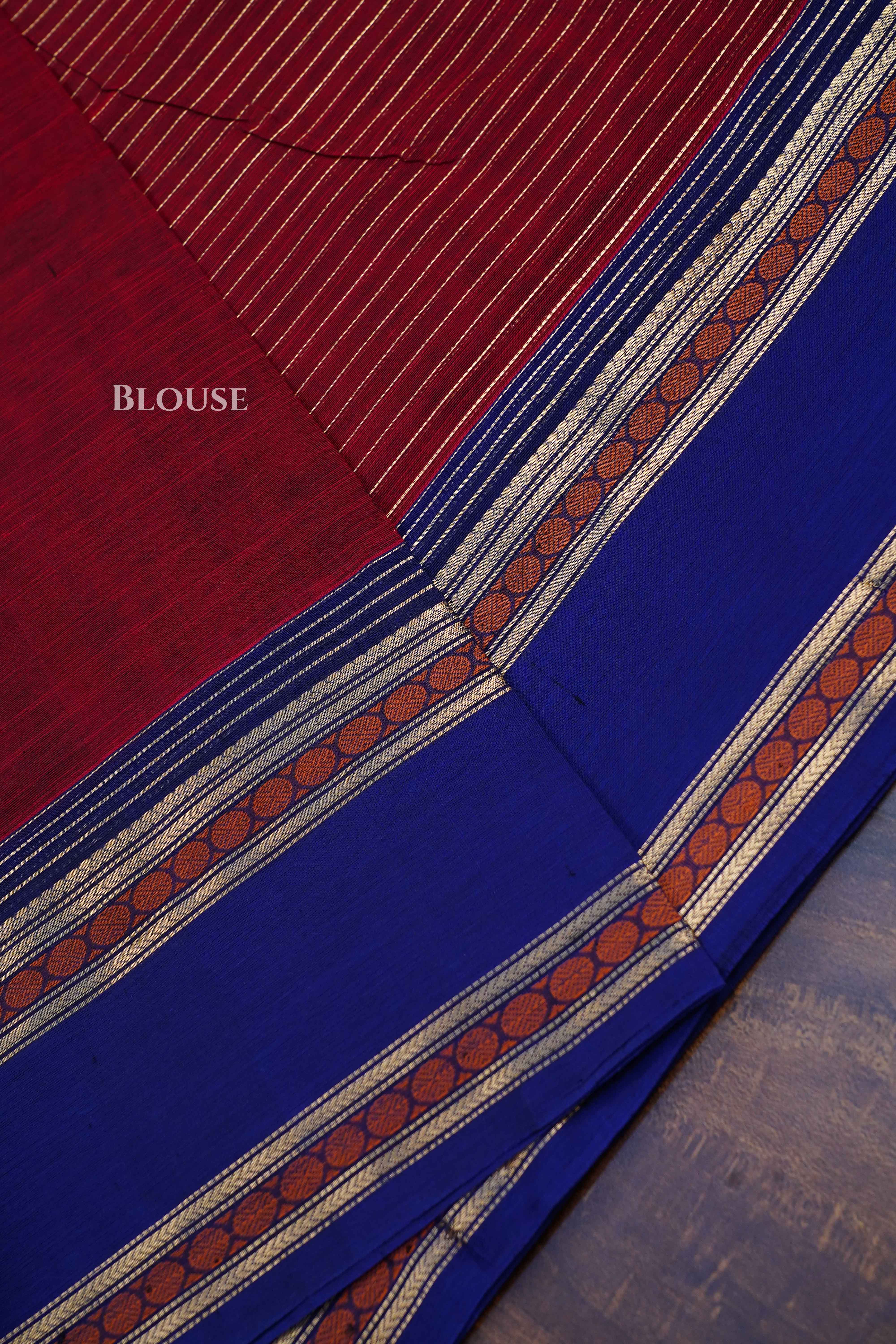 Red Wine-Karaikudi Chettinad Silk Cotton Saree QUEENS ALMIRAH